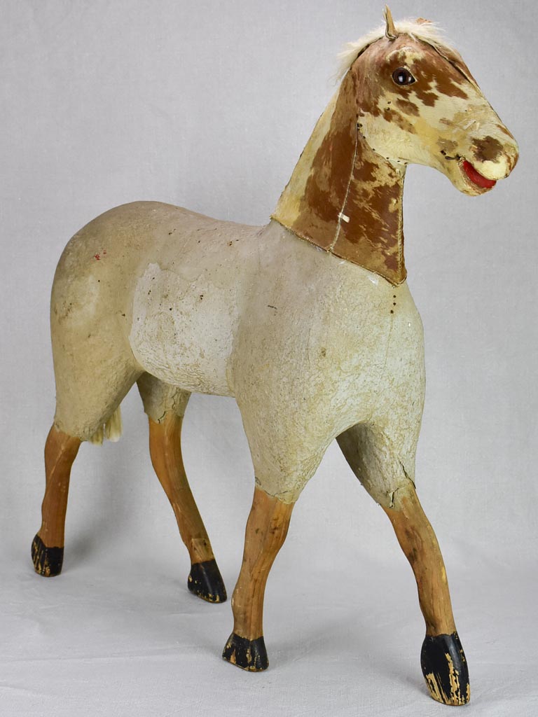 Large rustic antique French toy horse 28"