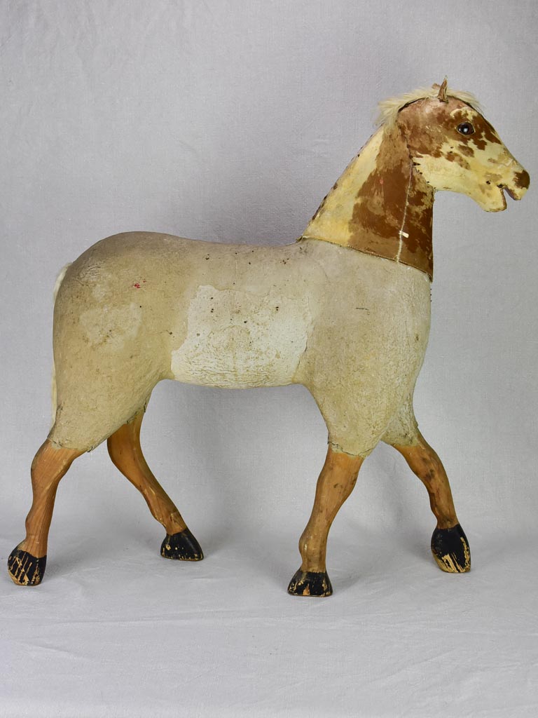 Large rustic antique French toy horse 28"