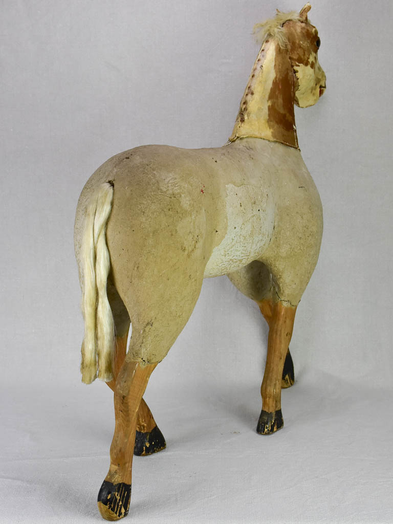 Large rustic antique French toy horse 28"