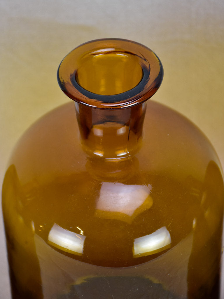 3 large antique French amber blown glass jars