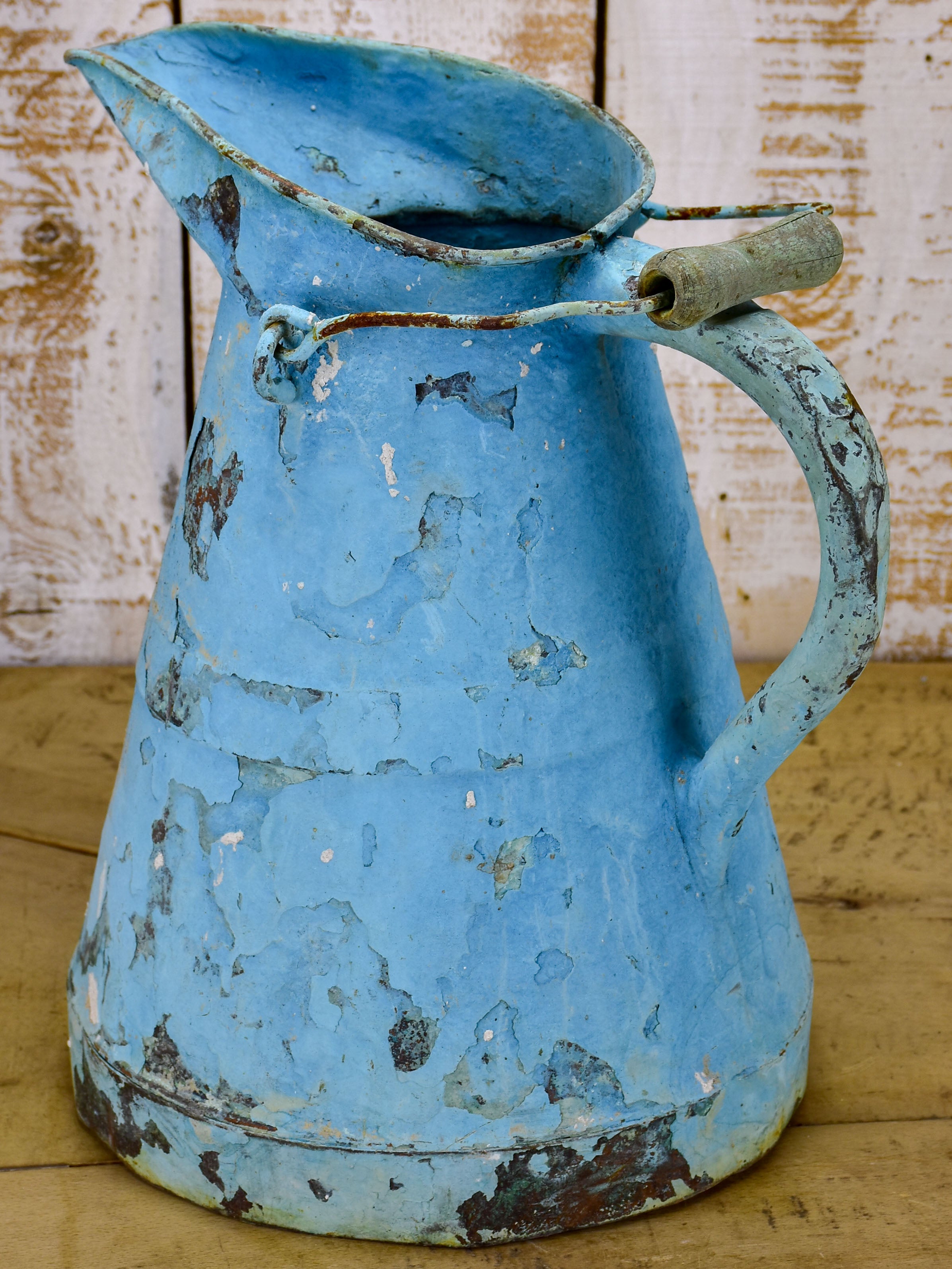 Antique French watering can - painted blue