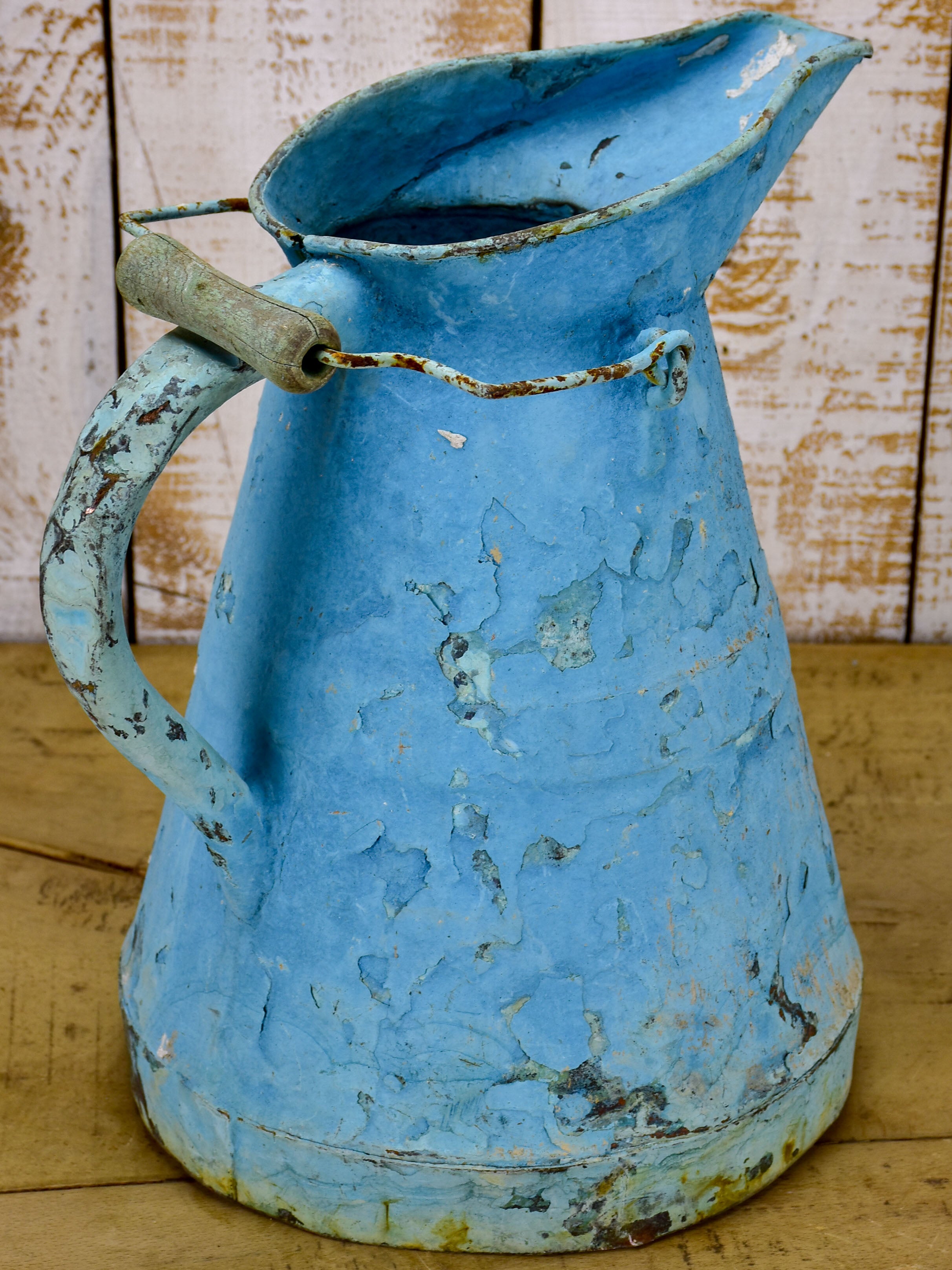 Antique French watering can - painted blue