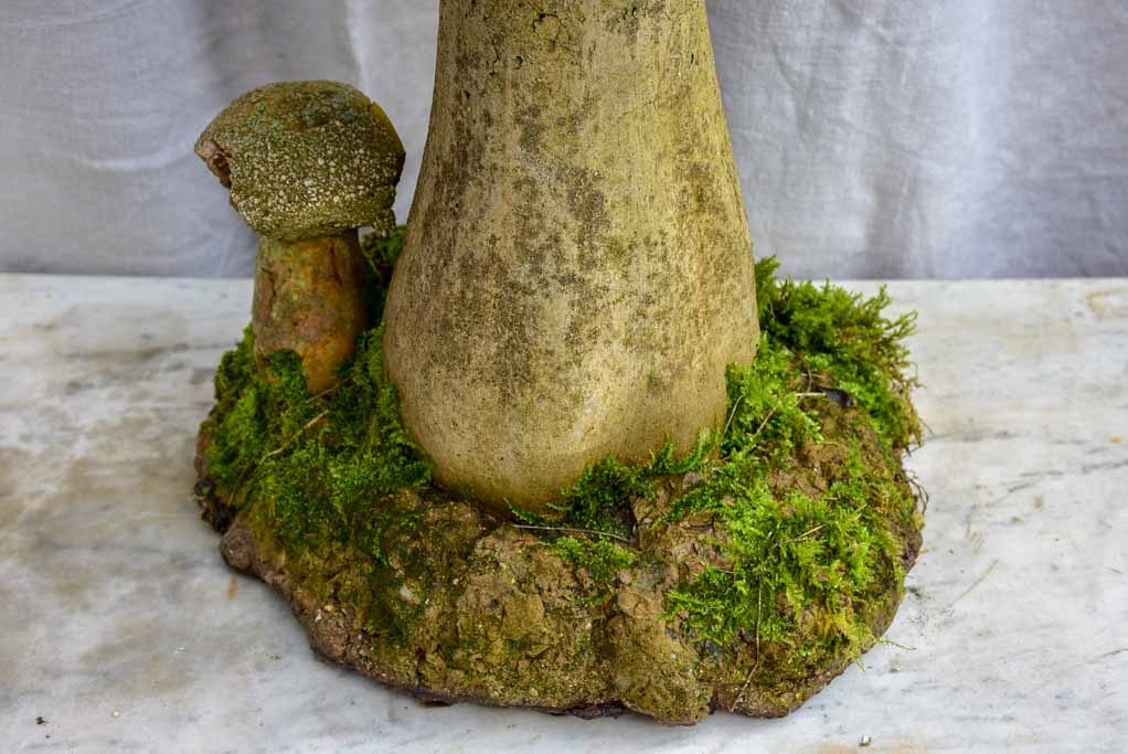 Antique French garden sculpture of a mushroom