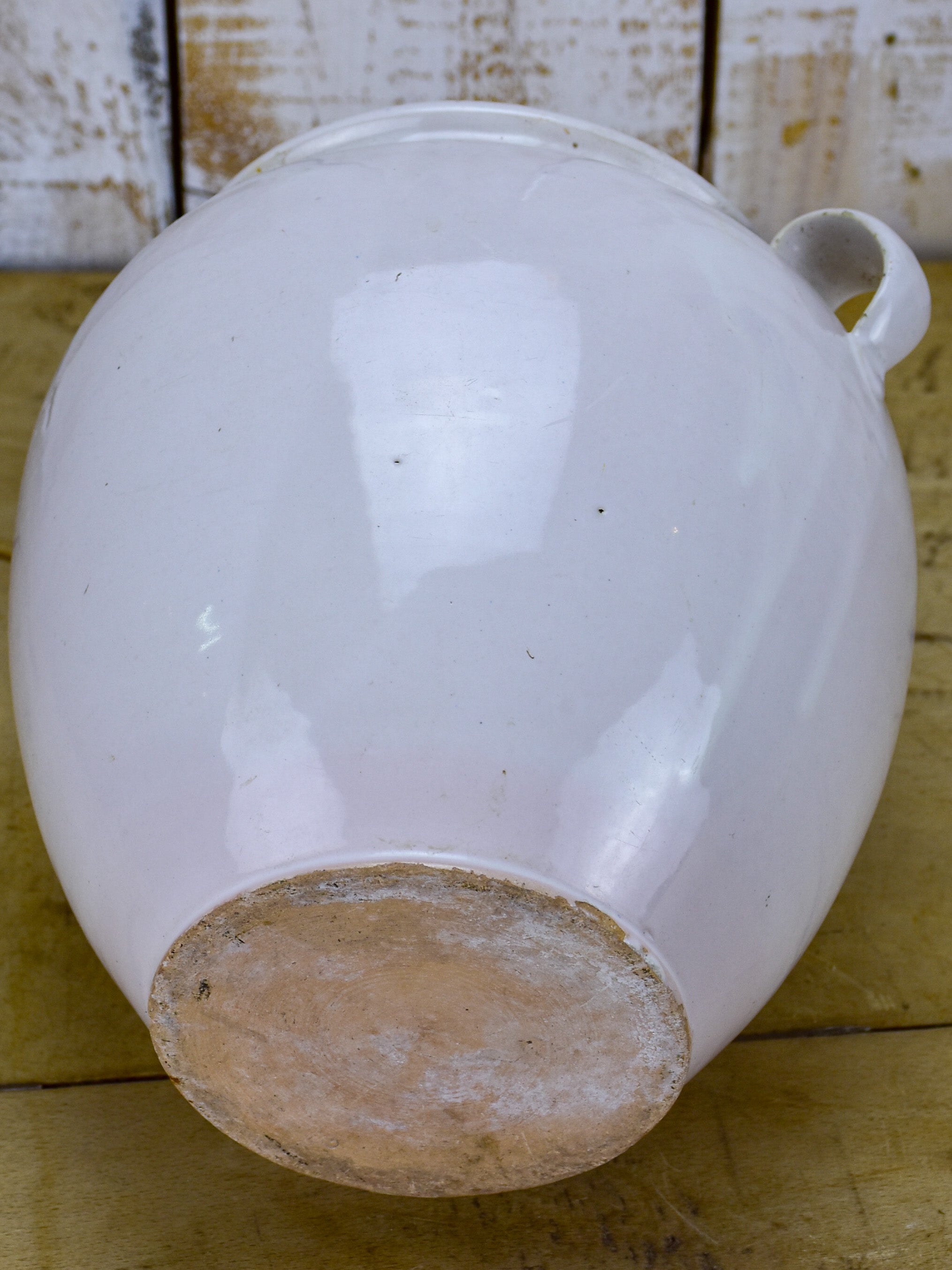 White antique French confit pot