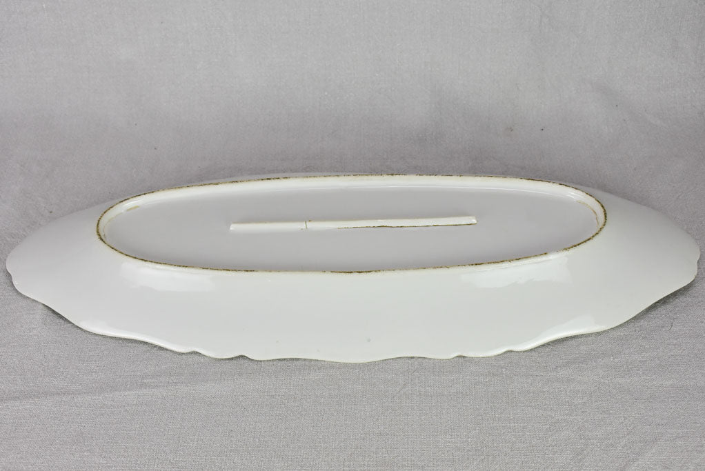 Large antique Limoges fish platter with pretty edge 24¾" x 9"