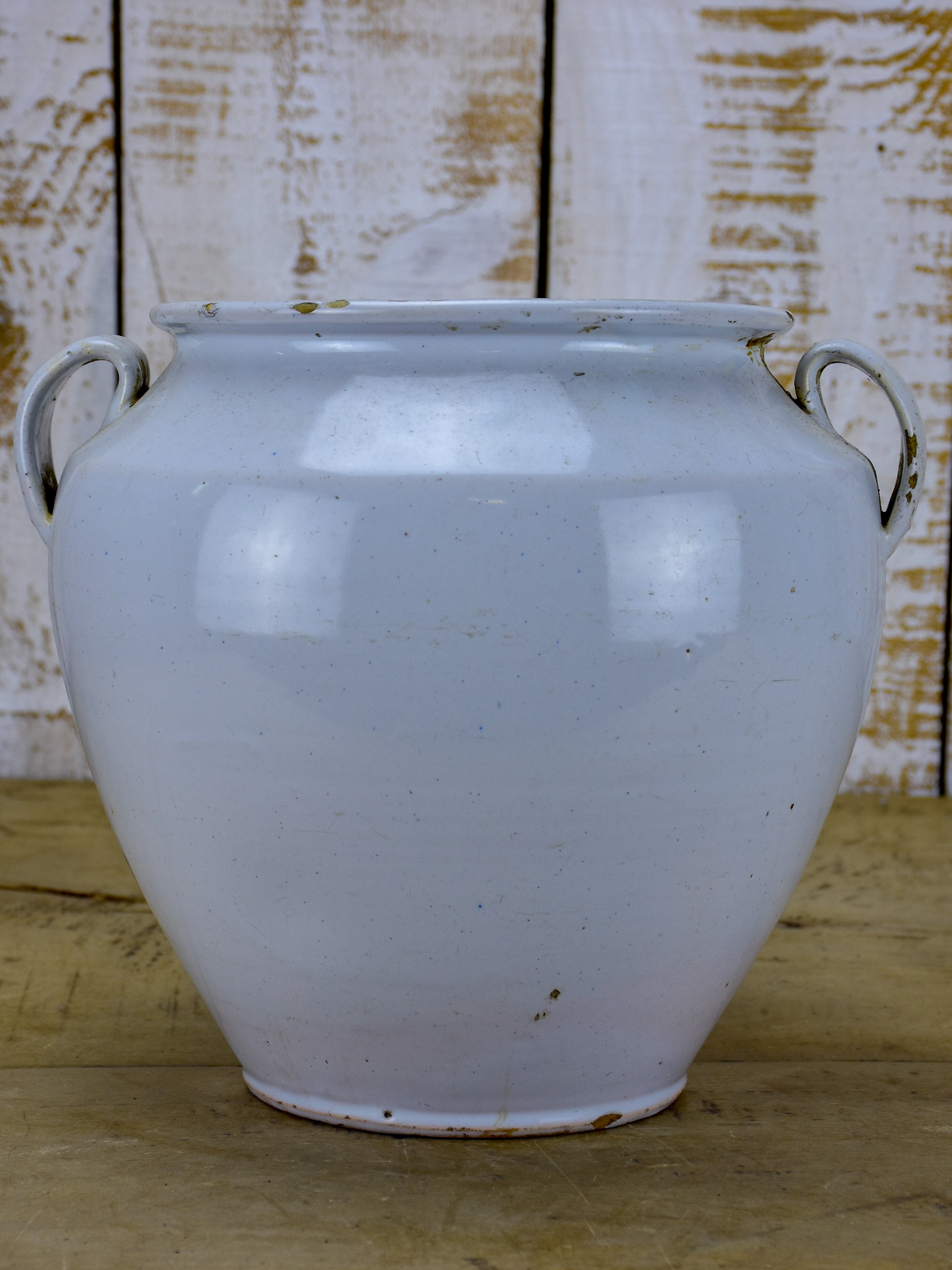 Antique French confit pot - white