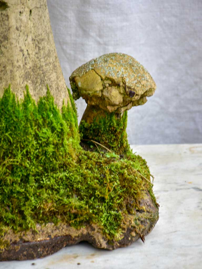 Antique French garden sculpture of a mushroom