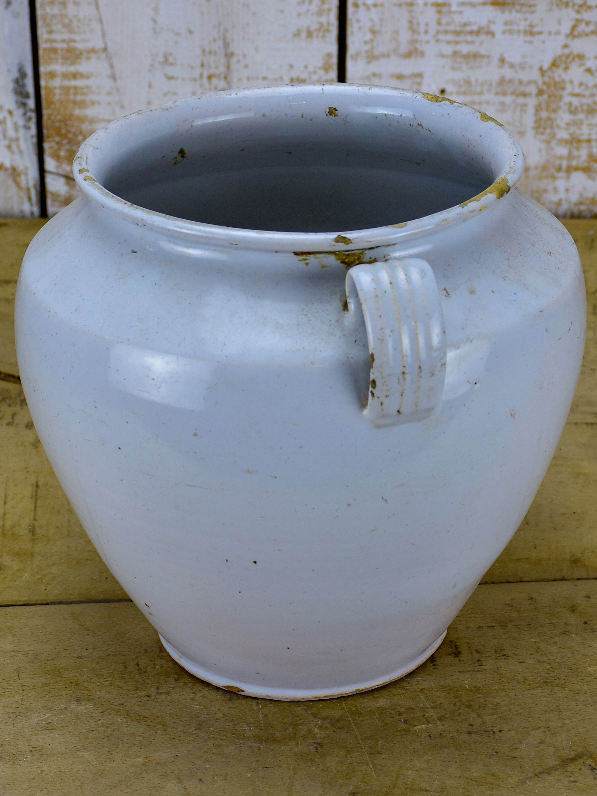 Antique French confit pot - white