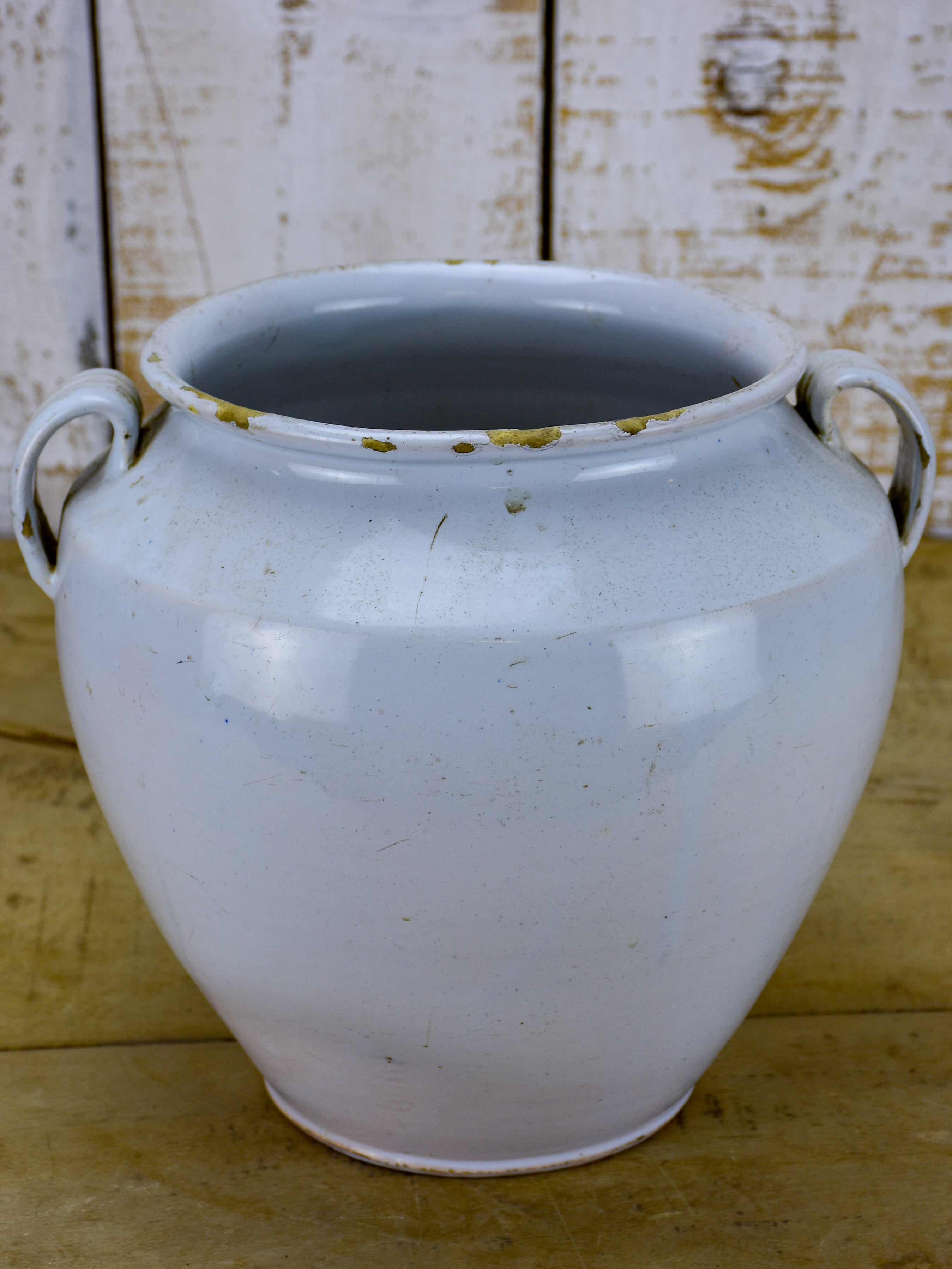 Antique French confit pot - white