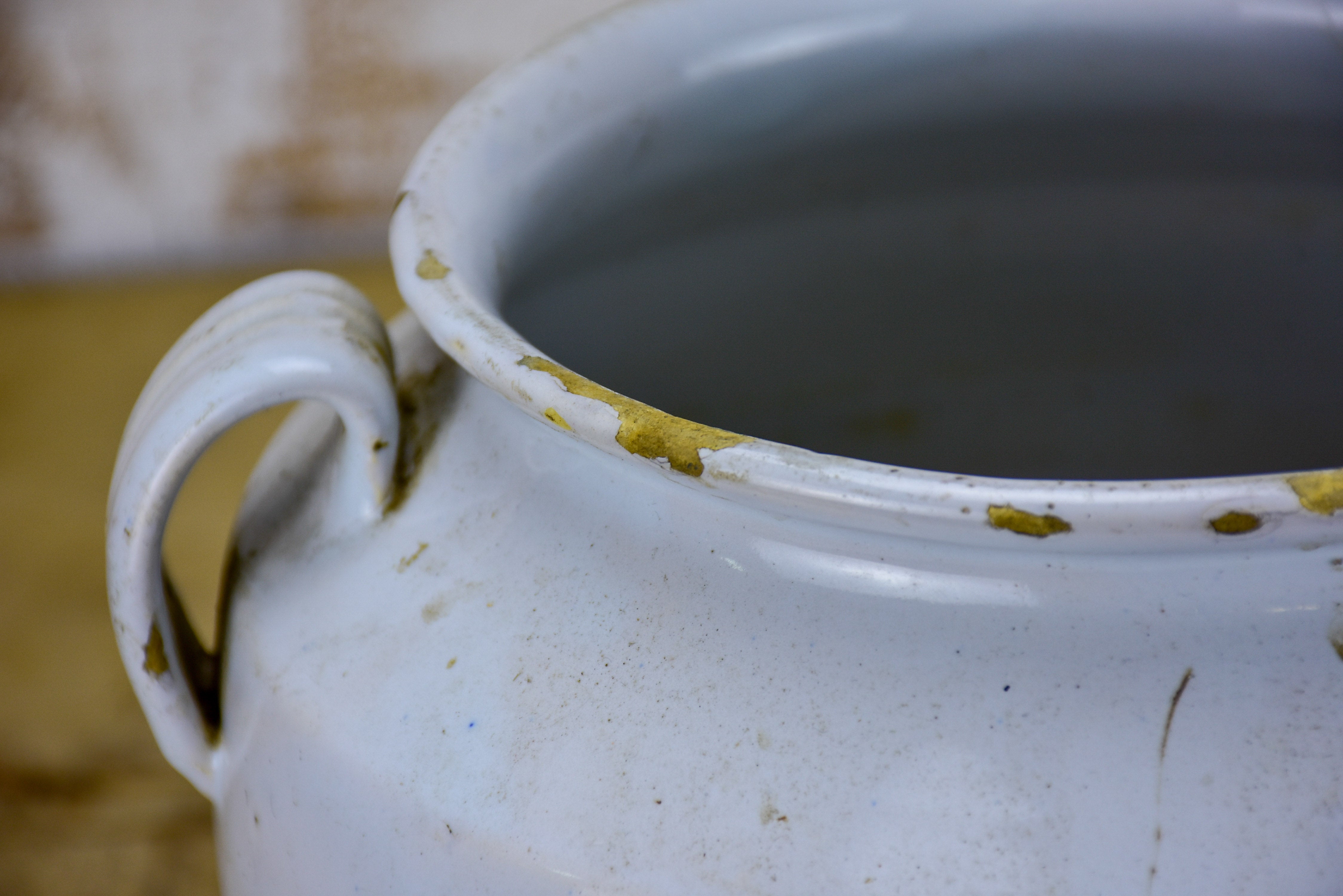 Antique French confit pot - white