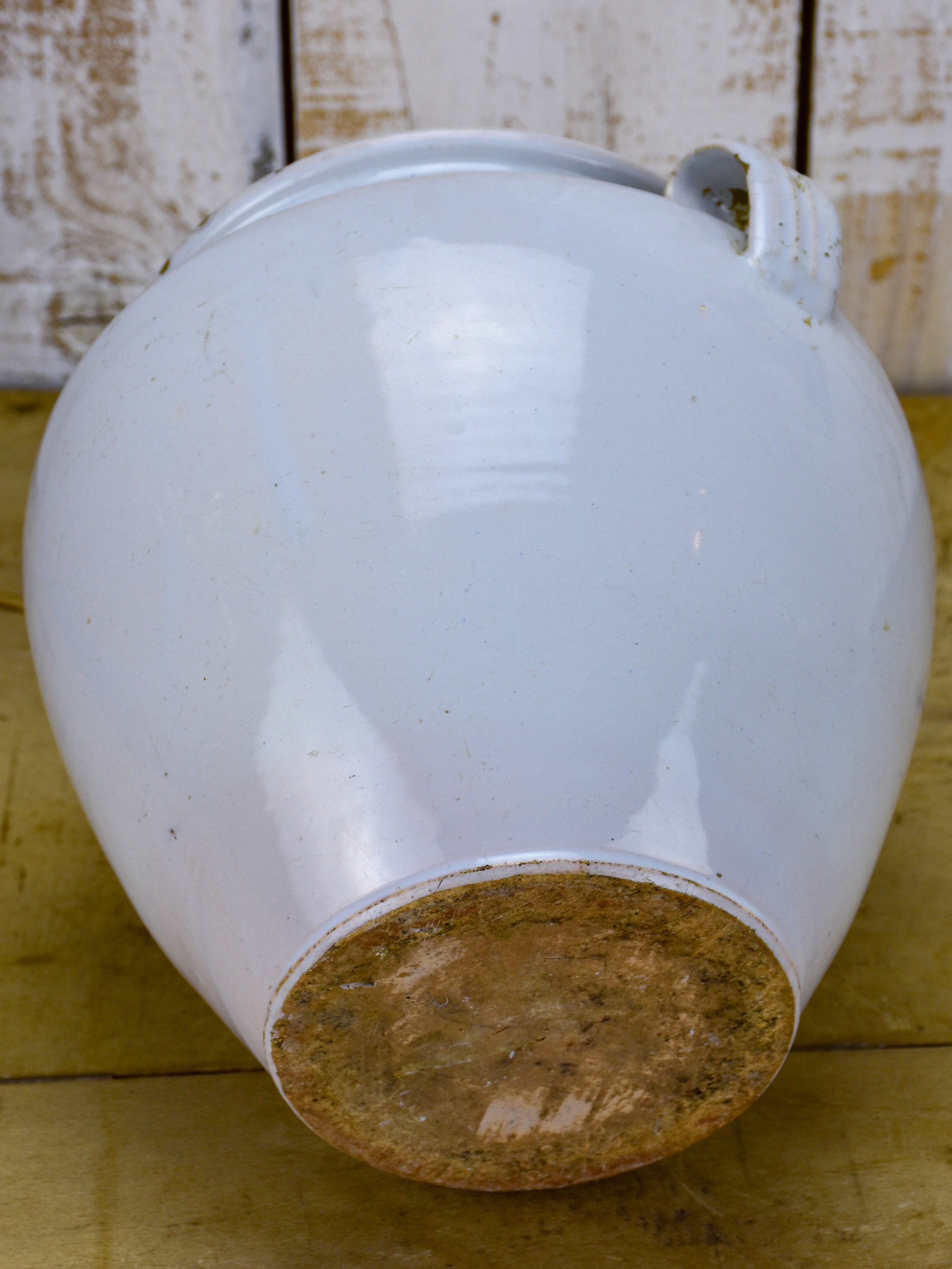 Antique French confit pot - white