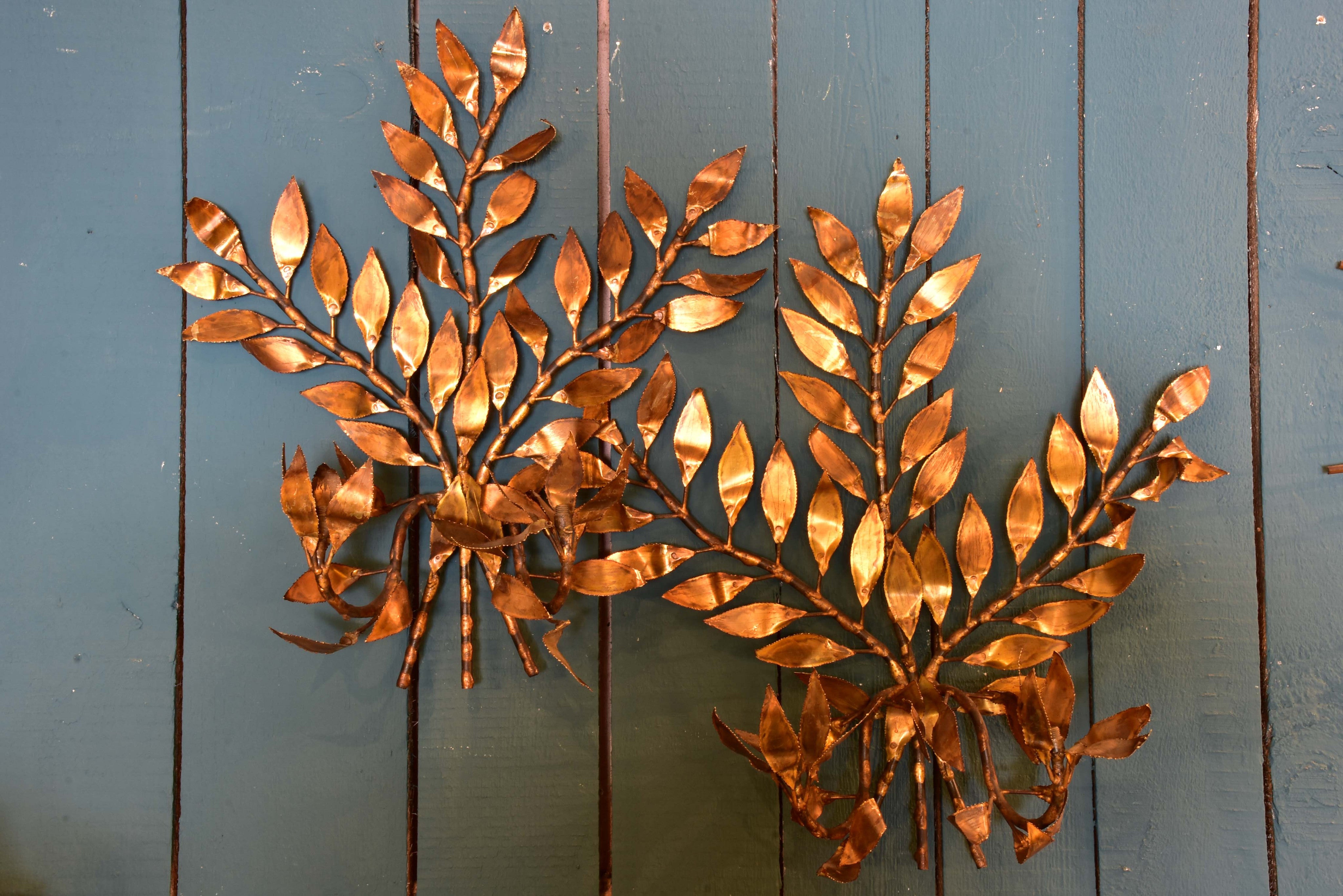 Mid-century wall appliques – golden foliage