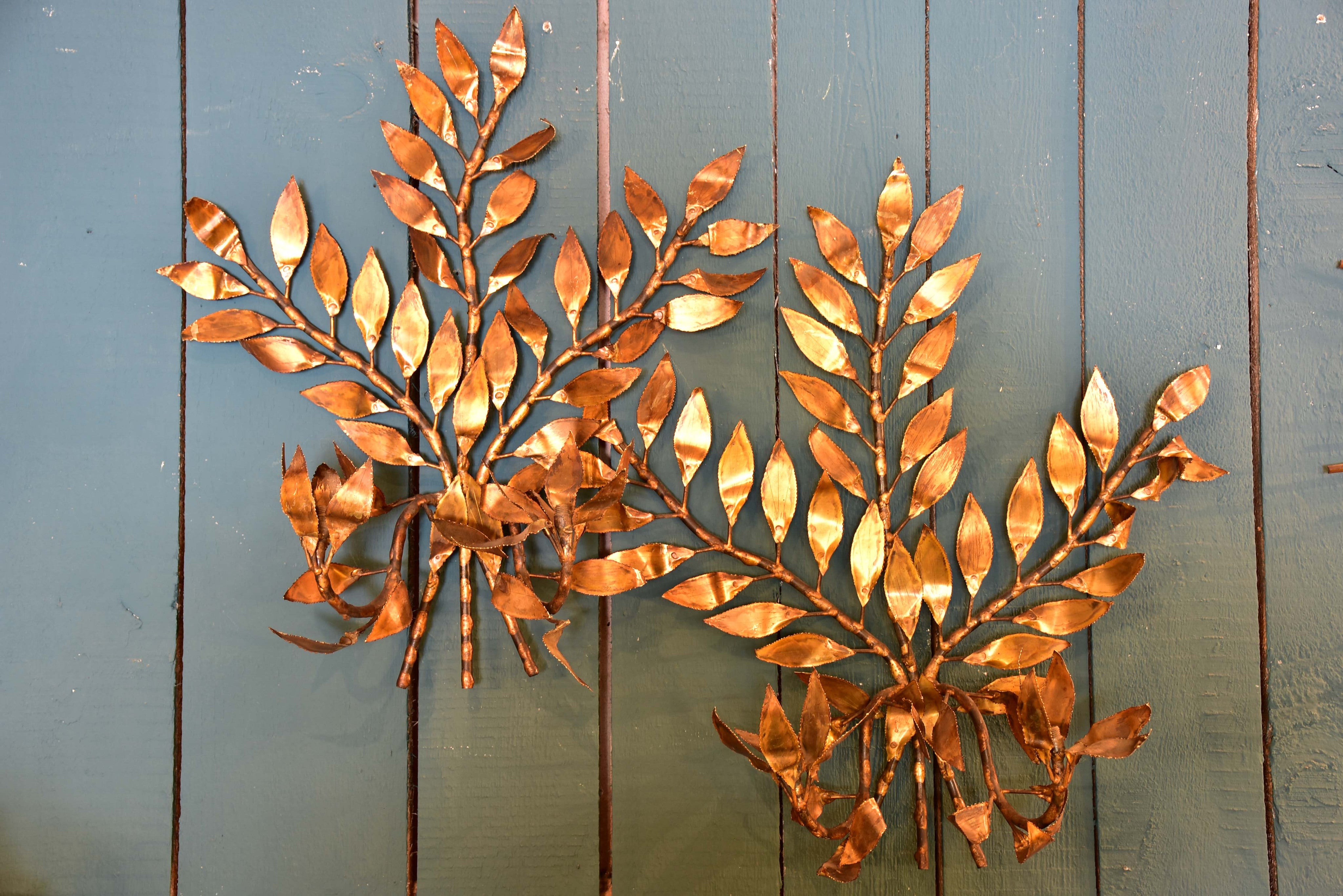 Mid-century wall appliques – golden foliage