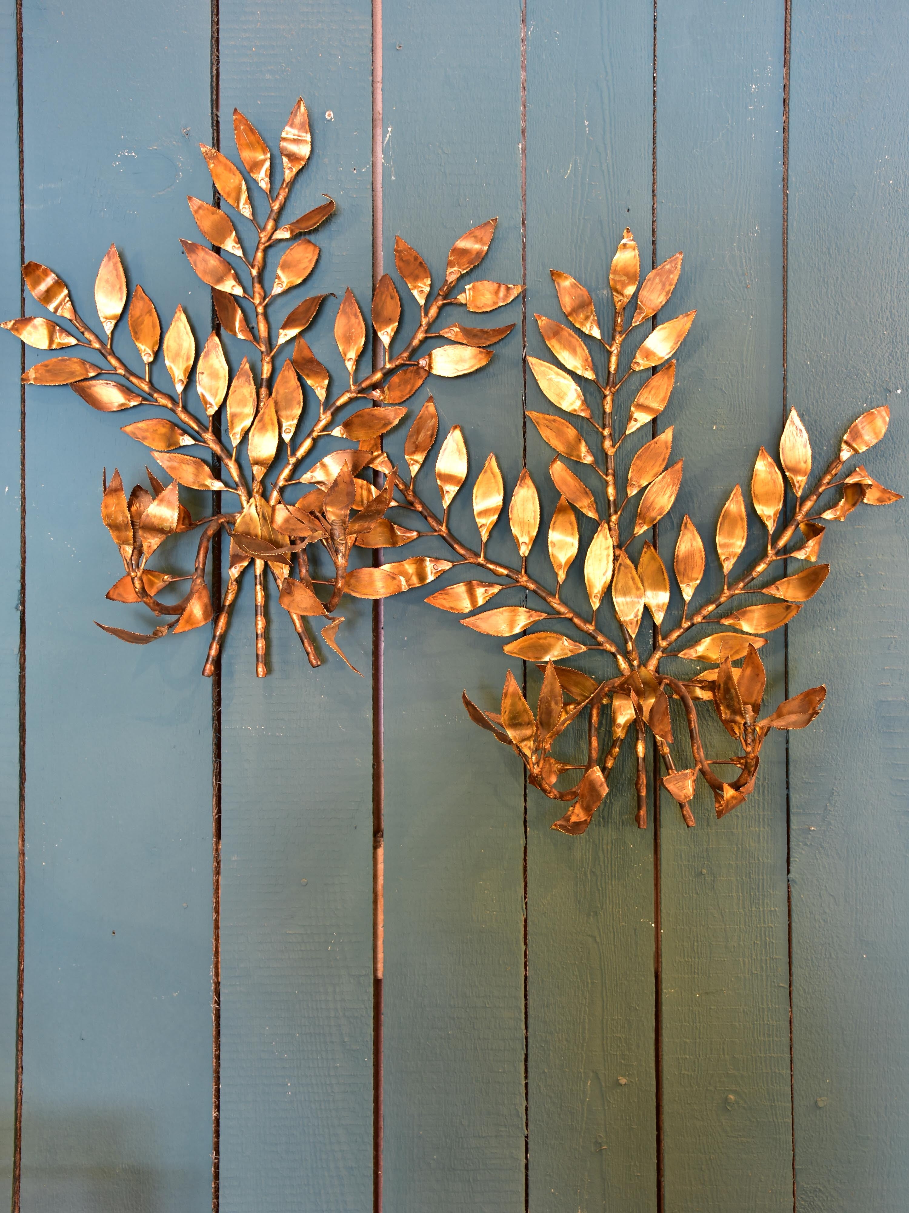 Mid-century wall appliques – golden foliage