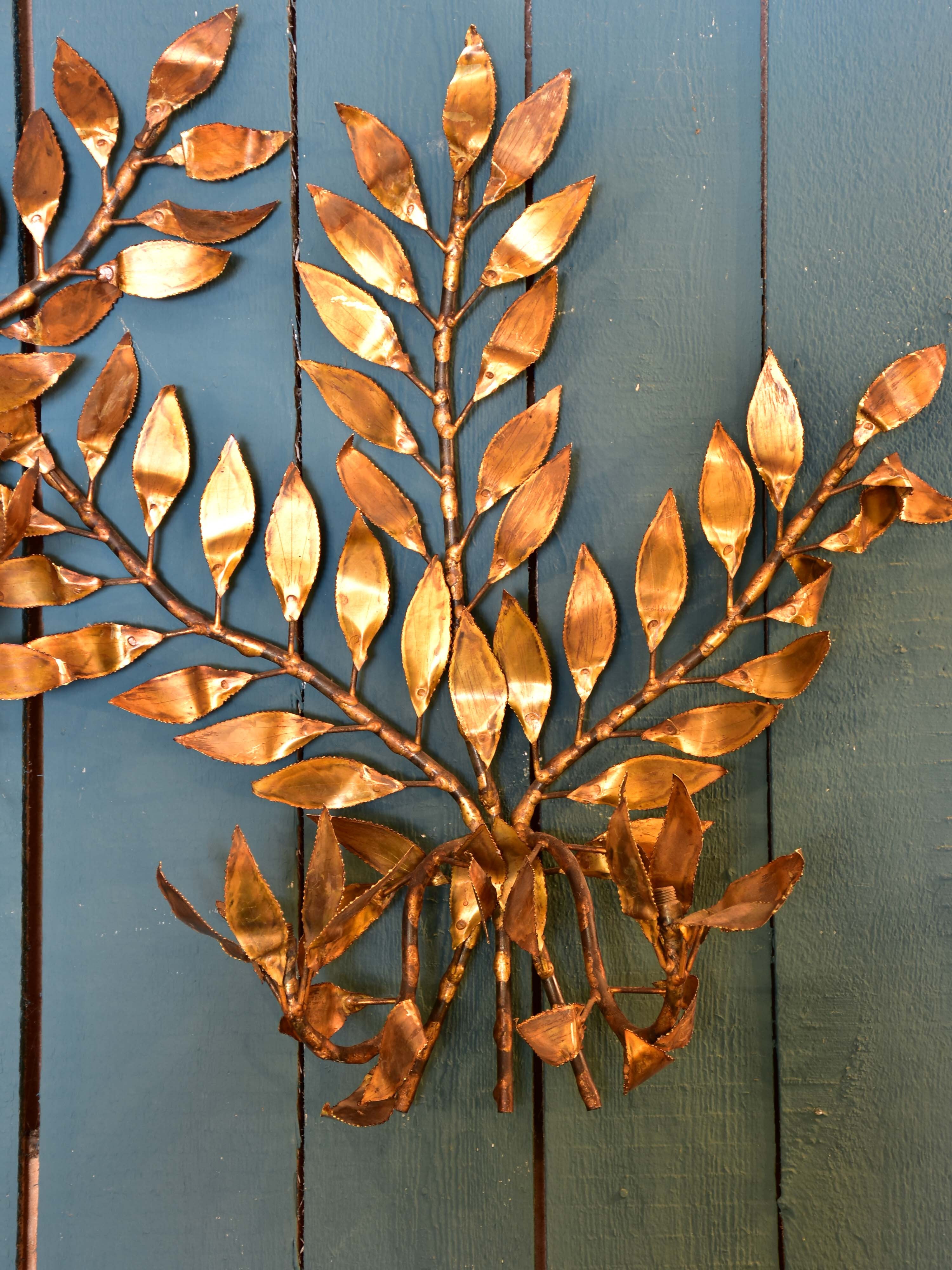 Mid-century wall appliques – golden foliage