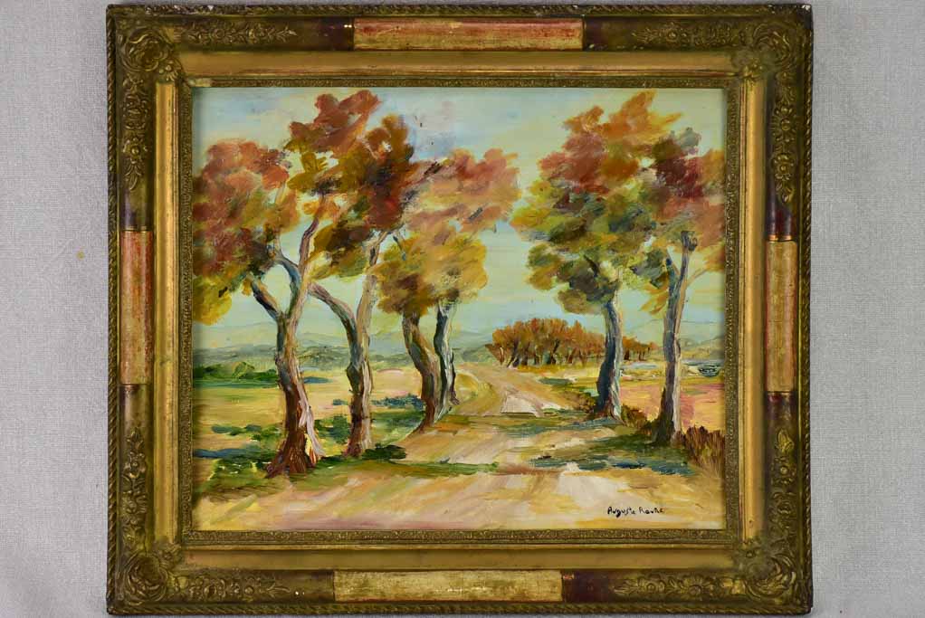 Antique French painting of a country road in Provence - oil on board. Auguste Raure (1878-1936) 17¾" x 15¾"