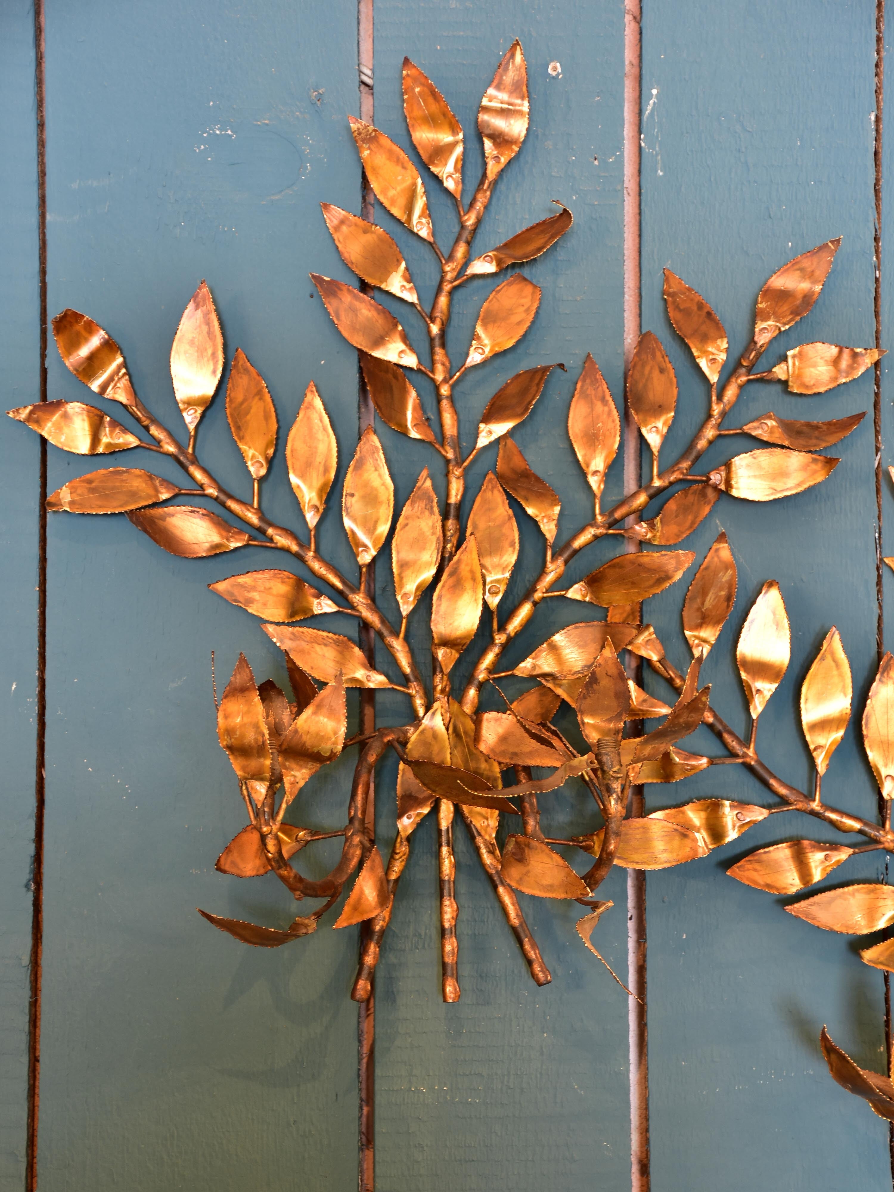 Mid-century wall appliques – golden foliage