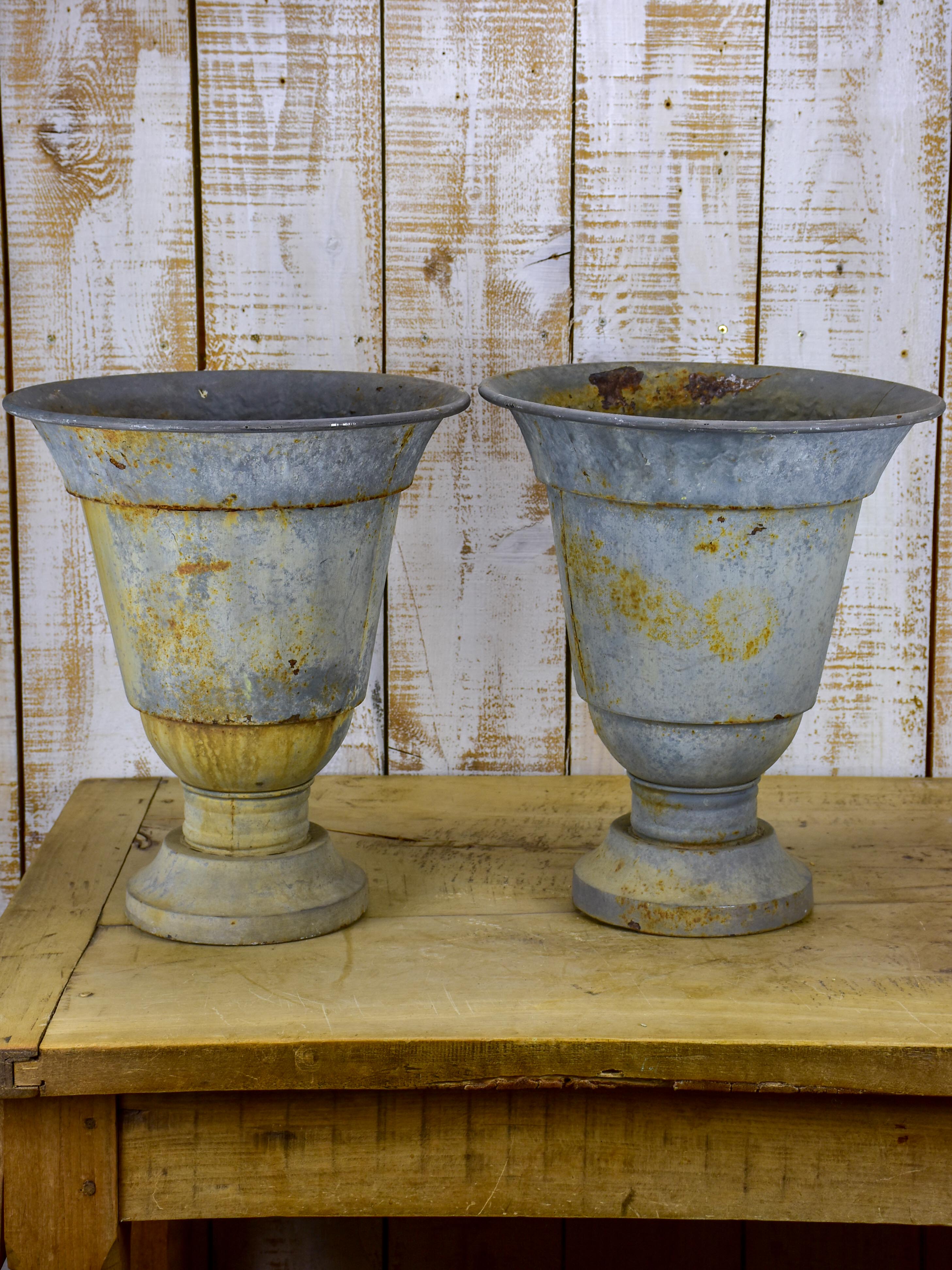 Pair of mid-century zinc garden planters