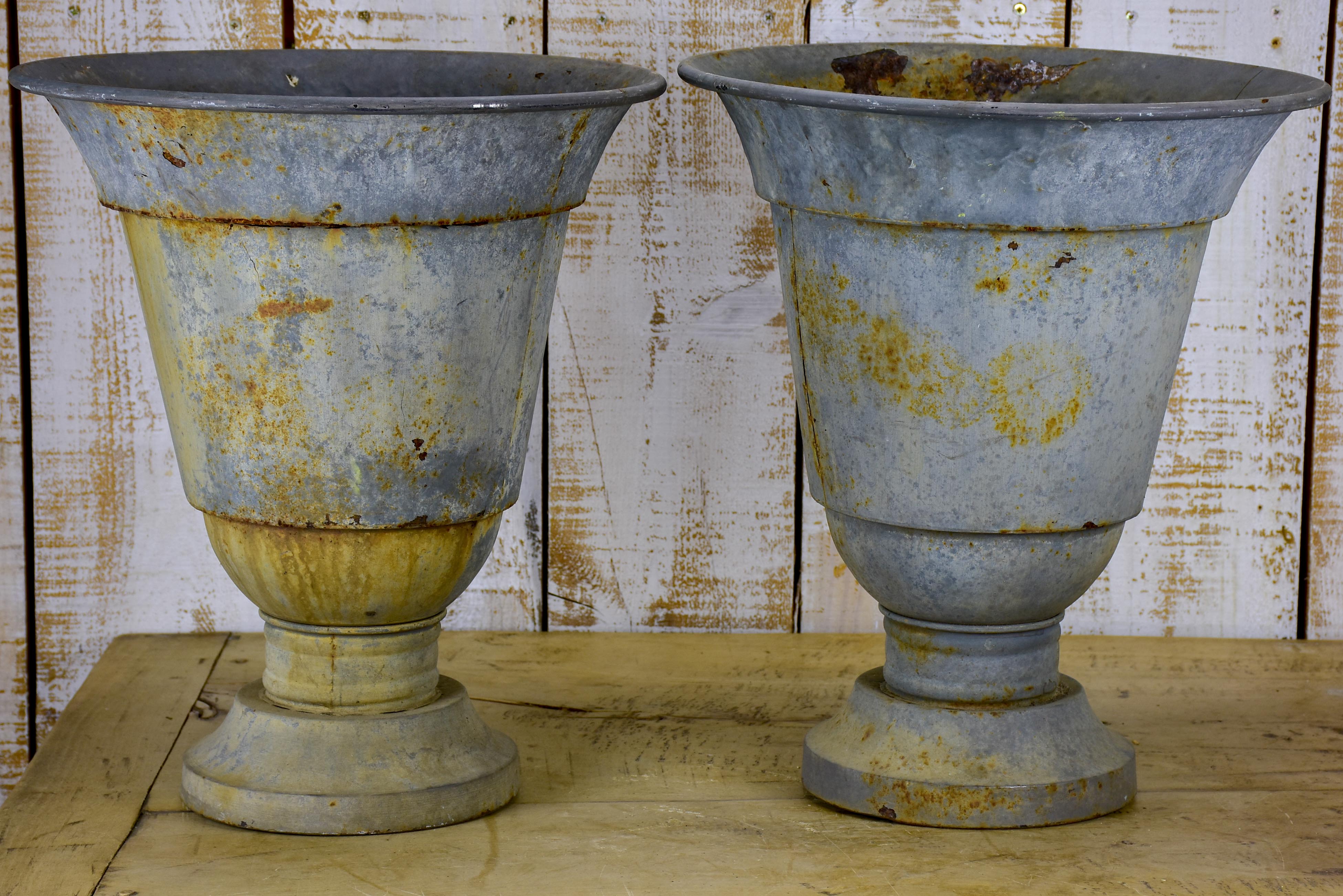 Pair of mid-century zinc garden planters