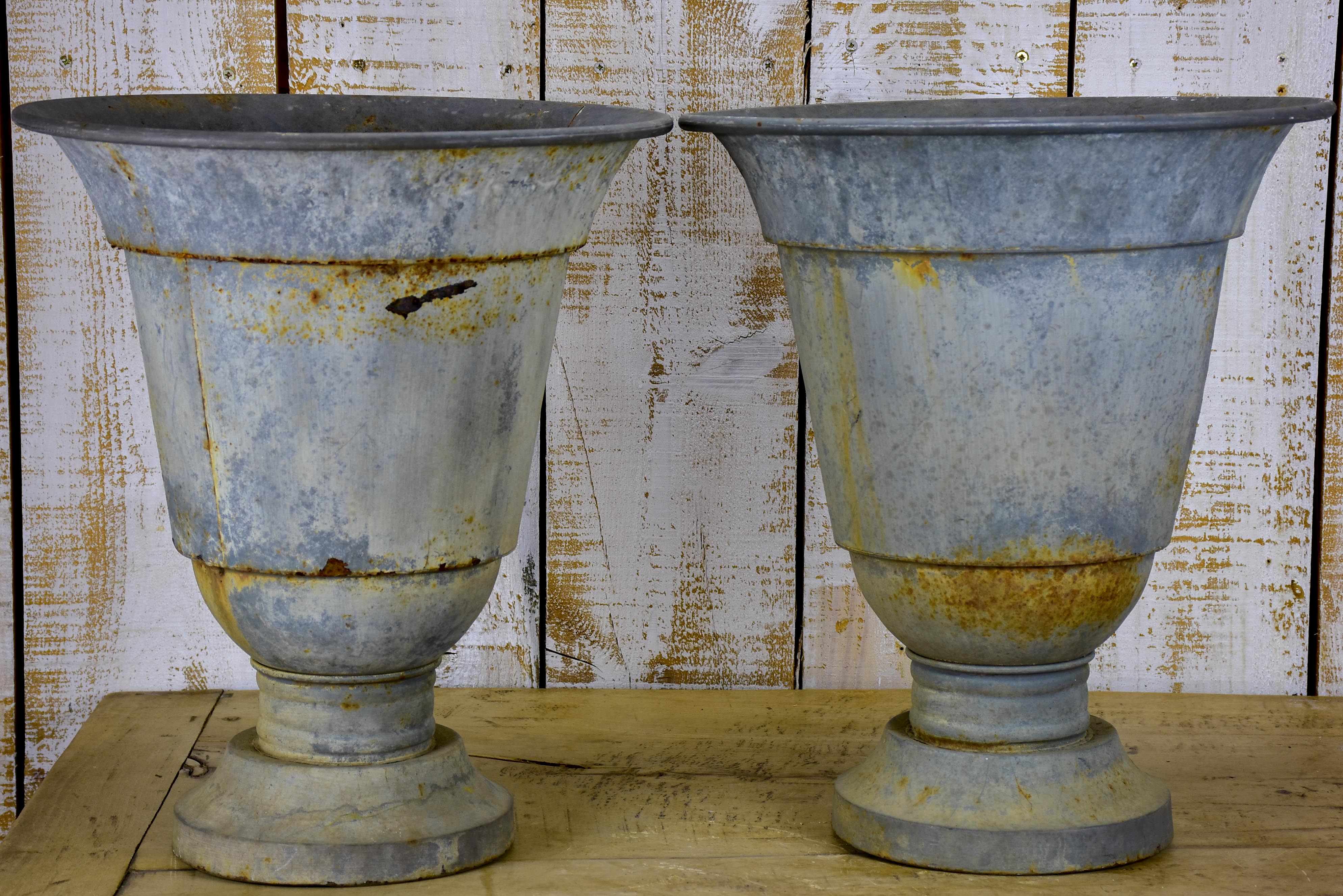 Pair of mid-century zinc garden planters