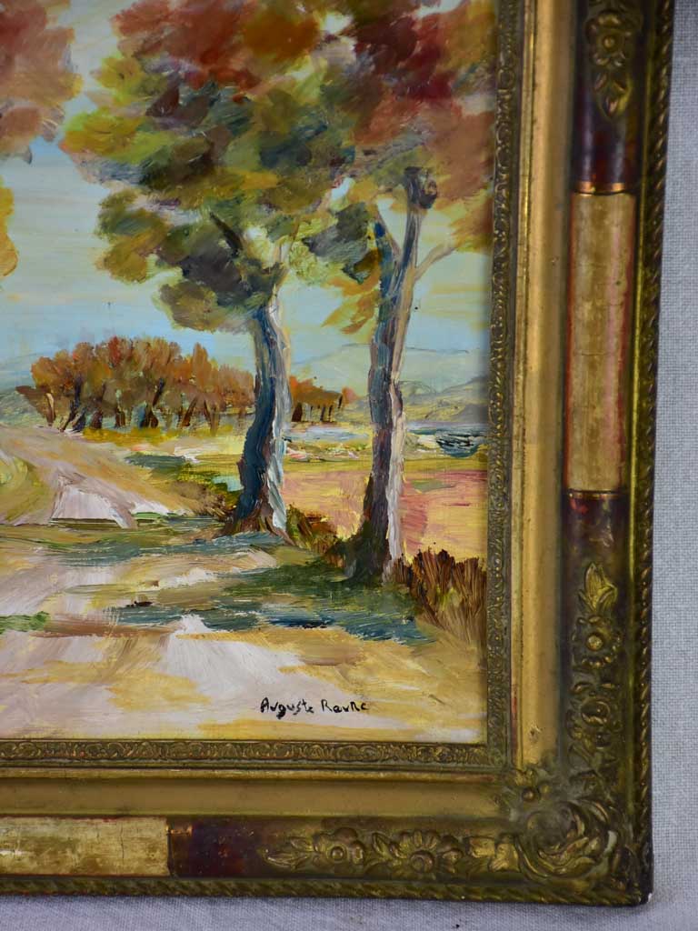 Antique French painting of a country road in Provence - oil on board. Auguste Raure (1878-1936) 17¾" x 15¾"