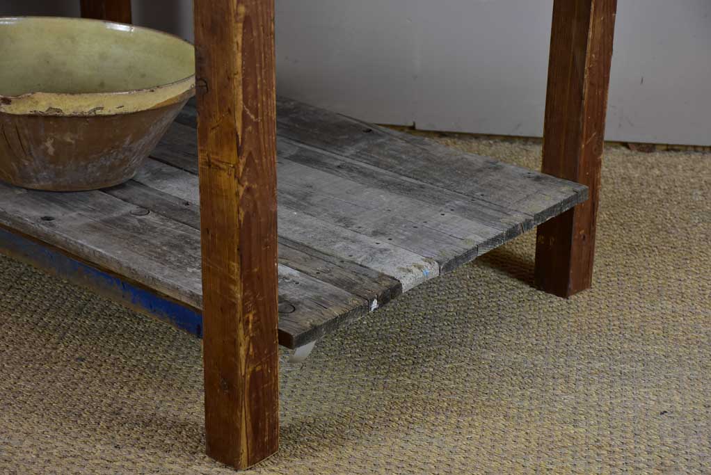 Antique French table with zinc top - florist or oyster table