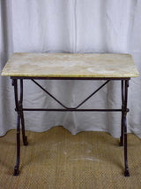 Antique French bistro table with marble top - rectangular