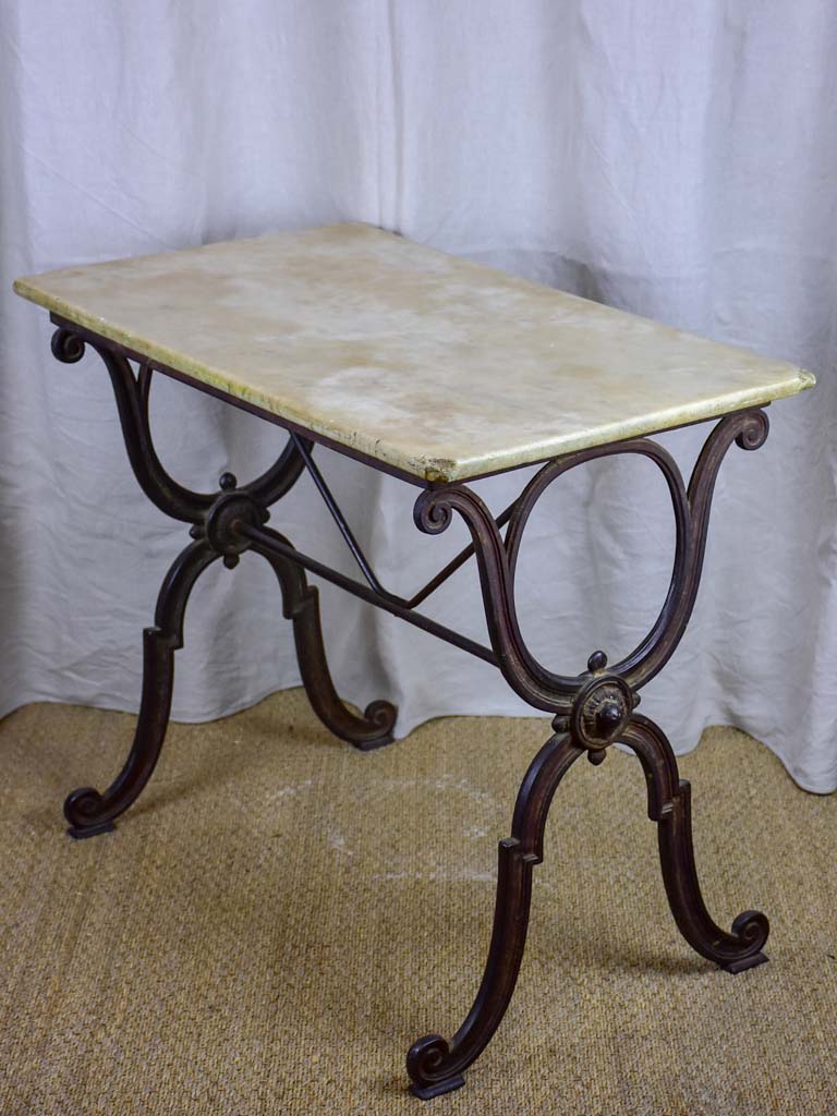 Antique French bistro table with marble top - rectangular