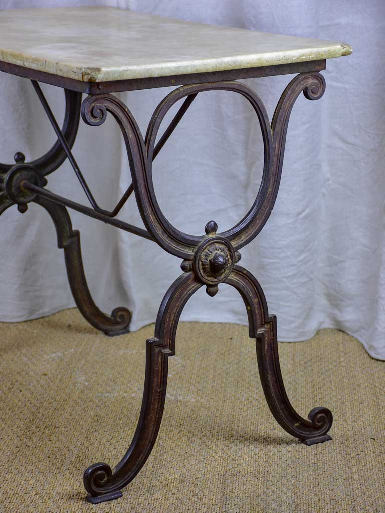 Antique French bistro table with marble top - rectangular