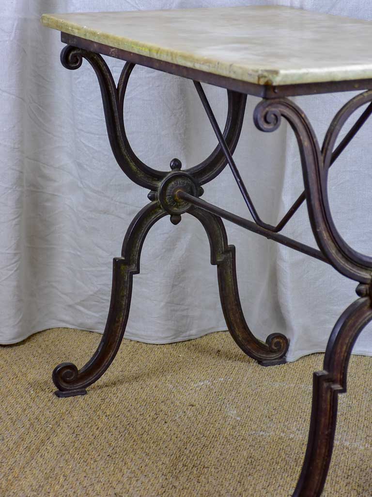 Antique French bistro table with marble top - rectangular