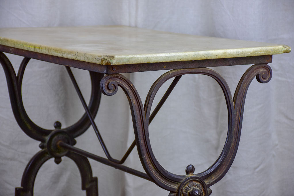 Antique French bistro table with marble top - rectangular