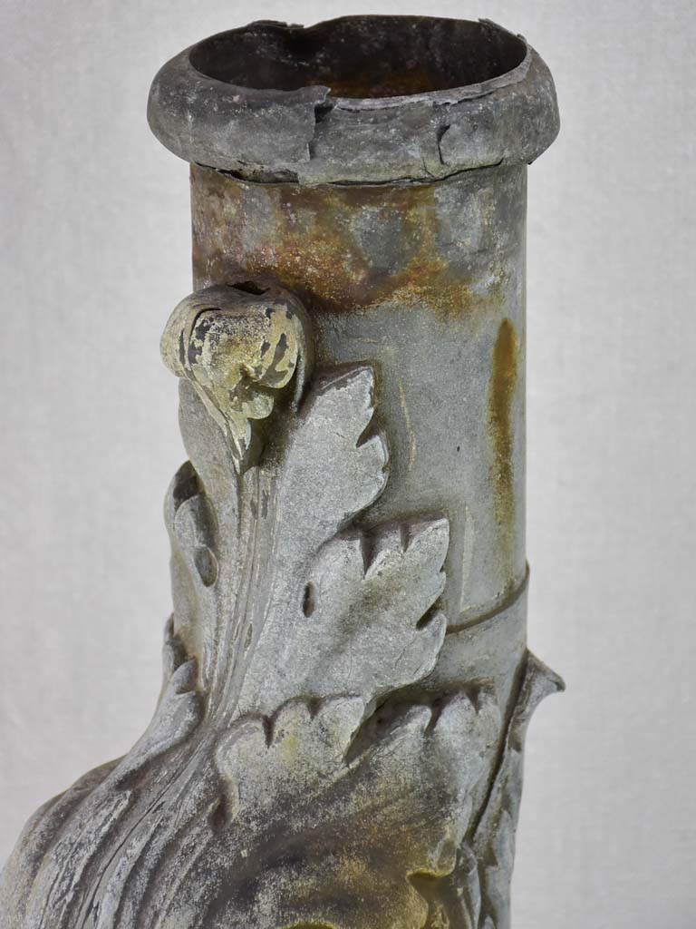 Early 19th century French salvaged zinc gutter spout - dolphin