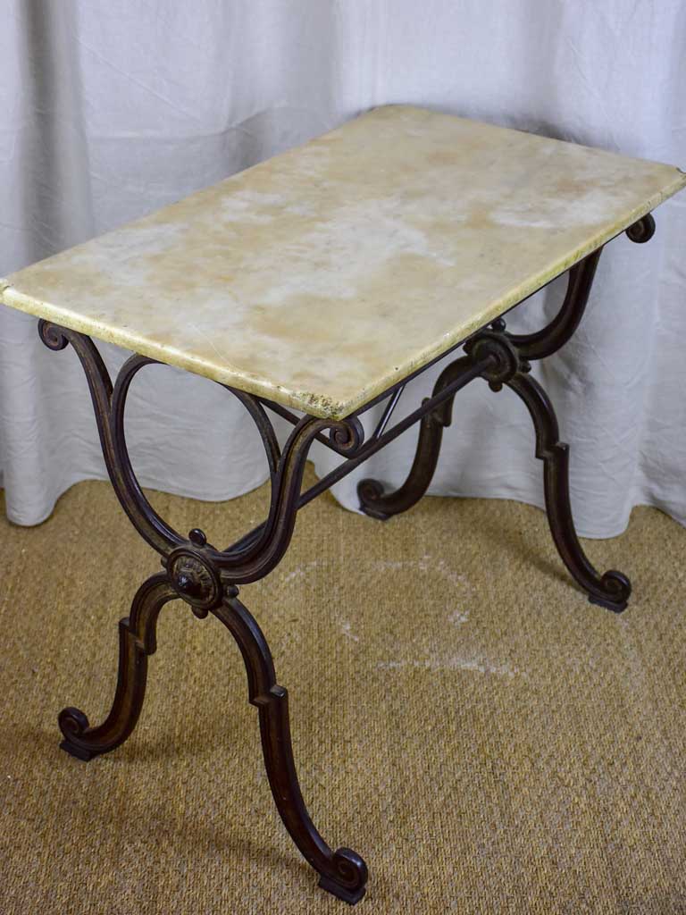 Antique French bistro table with marble top - rectangular