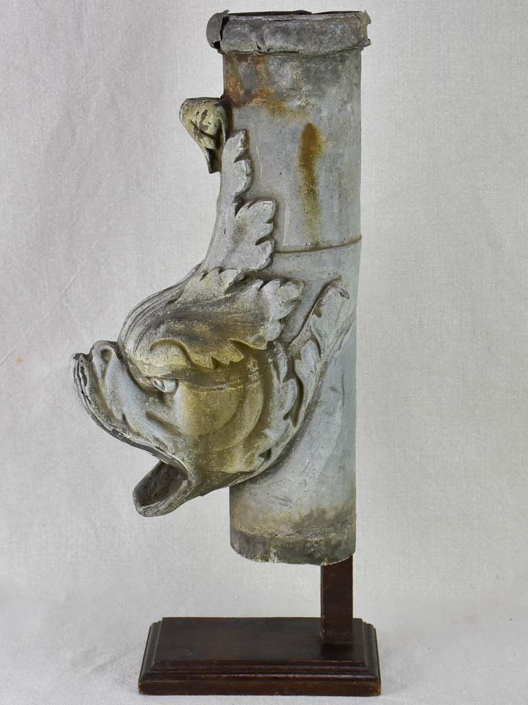 Early 19th century French salvaged zinc gutter spout - dolphin