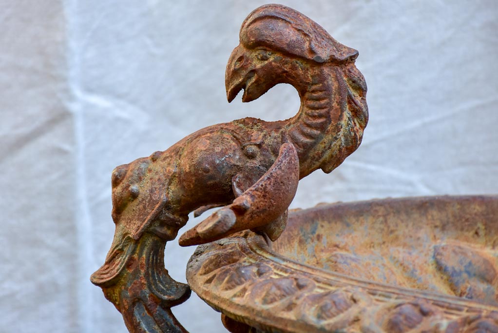 Pair of early 20th Century cast iron urns with Phoenix handles