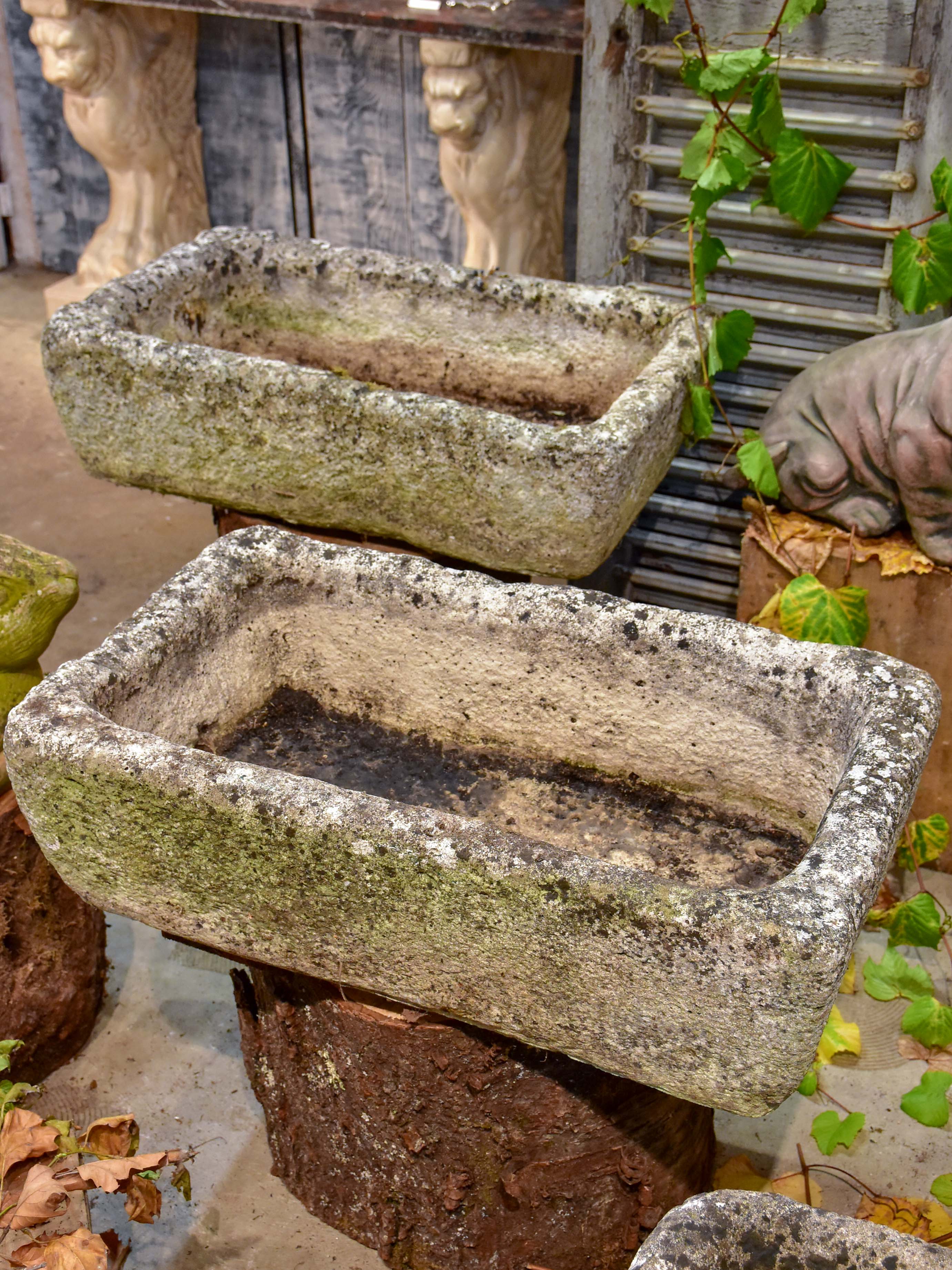 Pair of large French water troughs