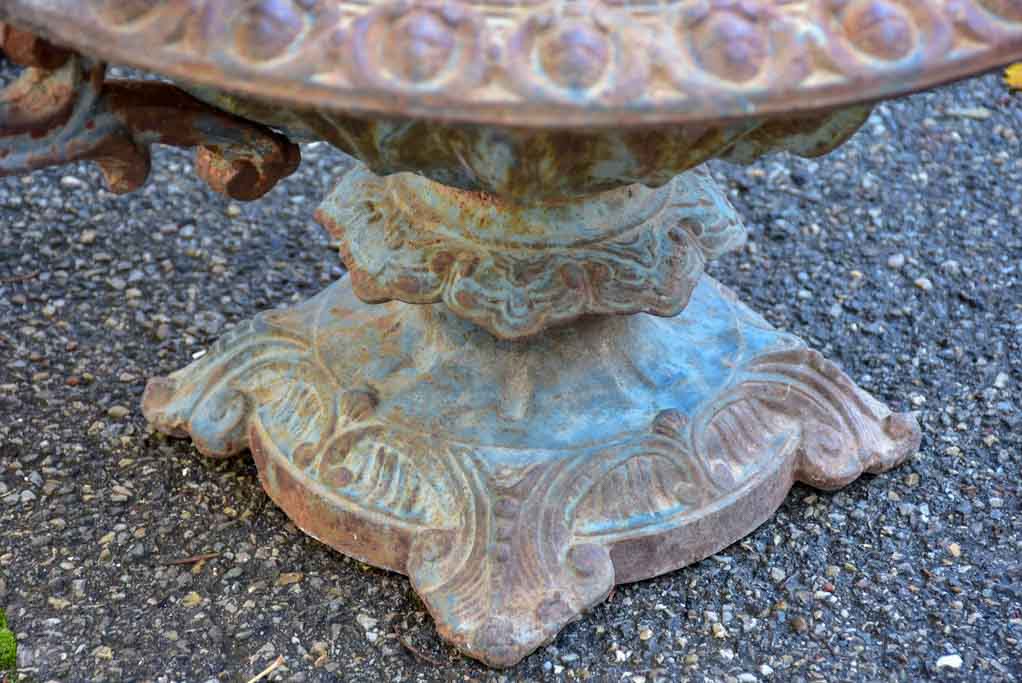 Pair of early 20th Century cast iron urns with Phoenix handles