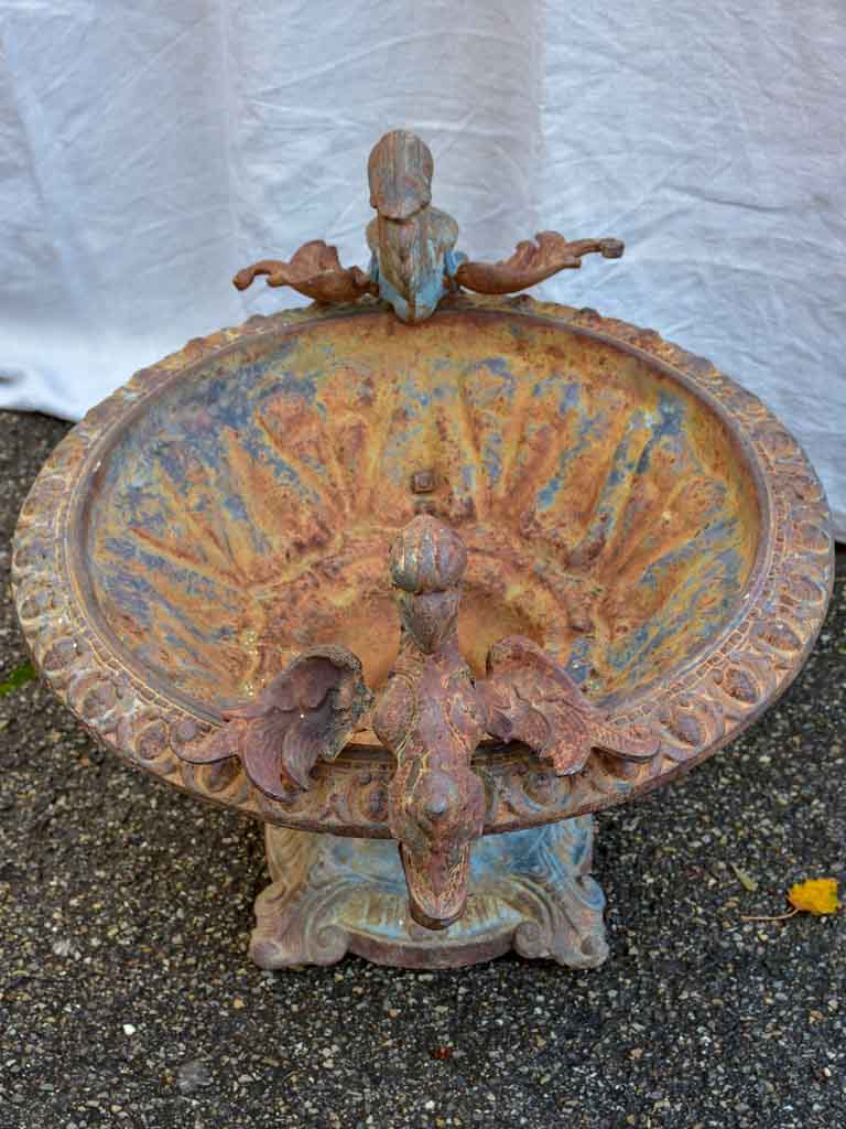 Pair of early 20th Century cast iron urns with Phoenix handles