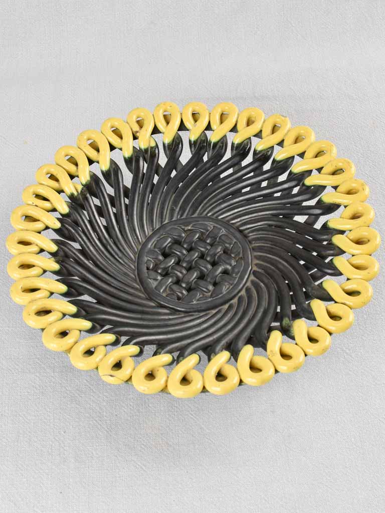 Black & yellow Vallauris woven bowl 13¾"