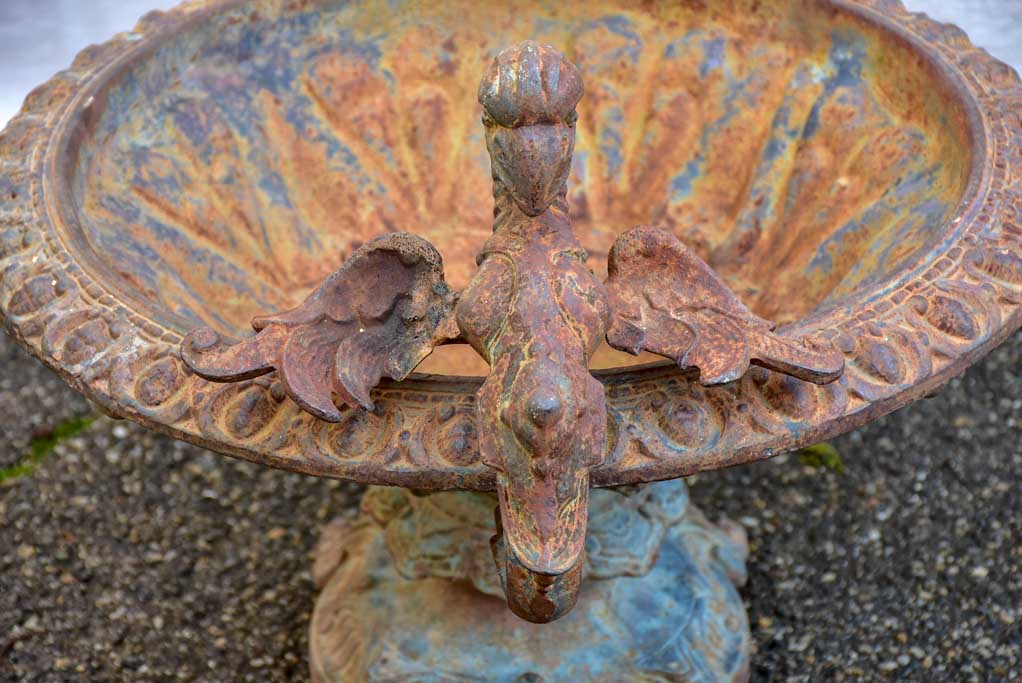 Pair of early 20th Century cast iron urns with Phoenix handles