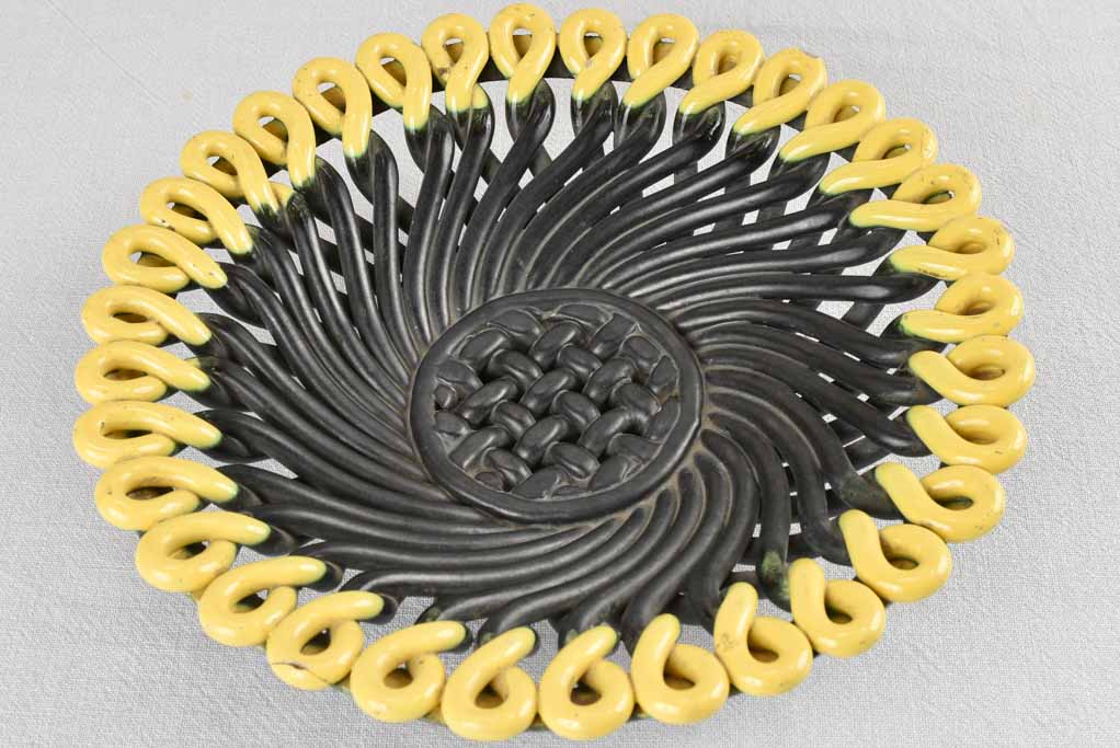 Black & yellow Vallauris woven bowl 13¾"