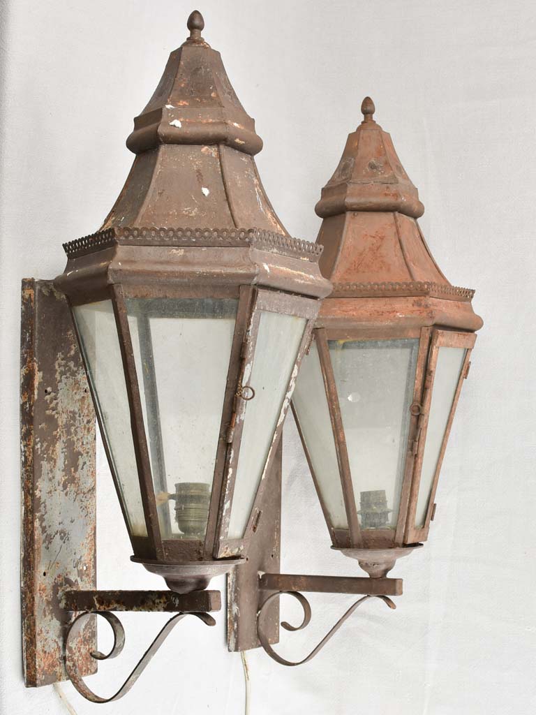 Pair of 19th century French wall lanterns 34¾"