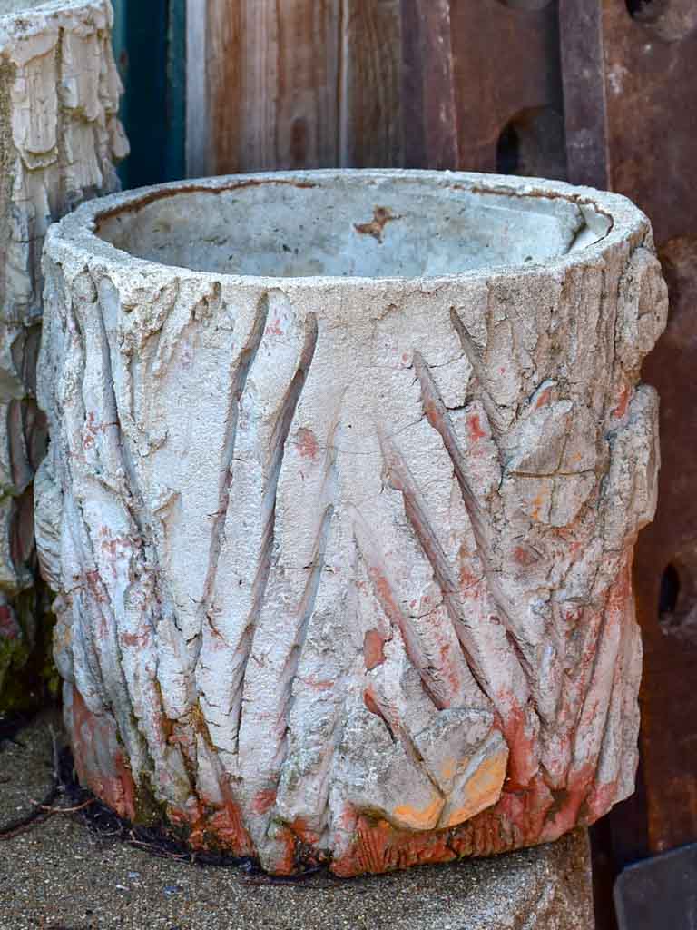 Three faux bois garden planters