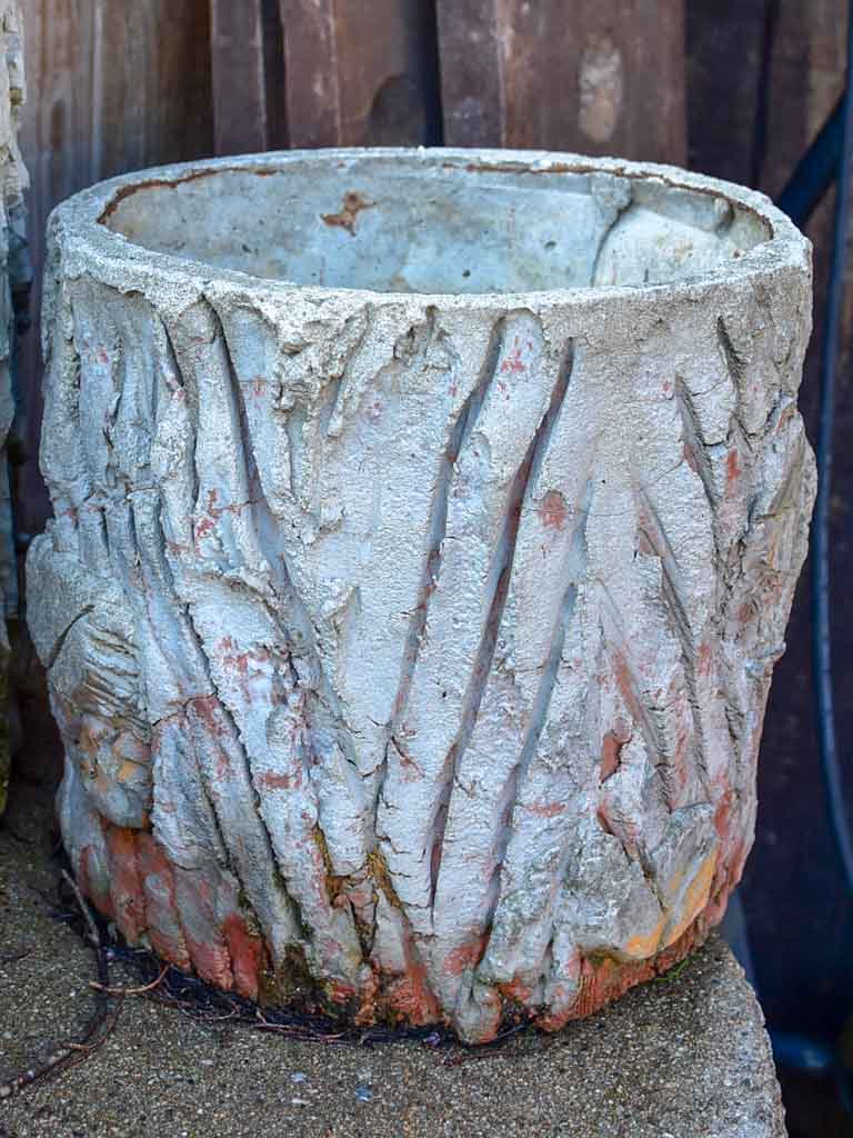 Three faux bois garden planters