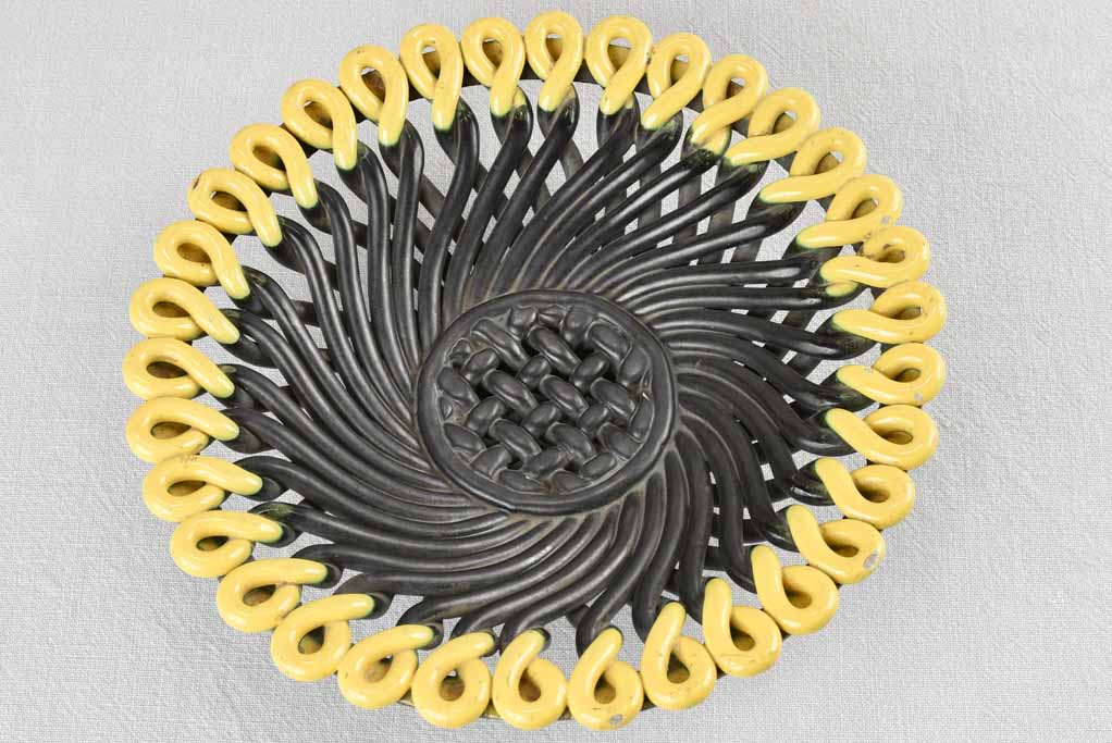 Black & yellow Vallauris woven bowl 13¾"