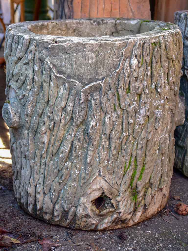 Pair of large faux bois garden planters