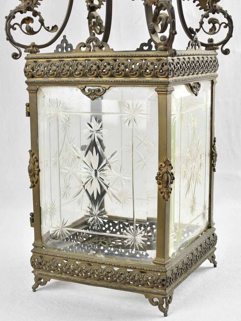 Large lantern with brilliant cut glass panes 33¾"