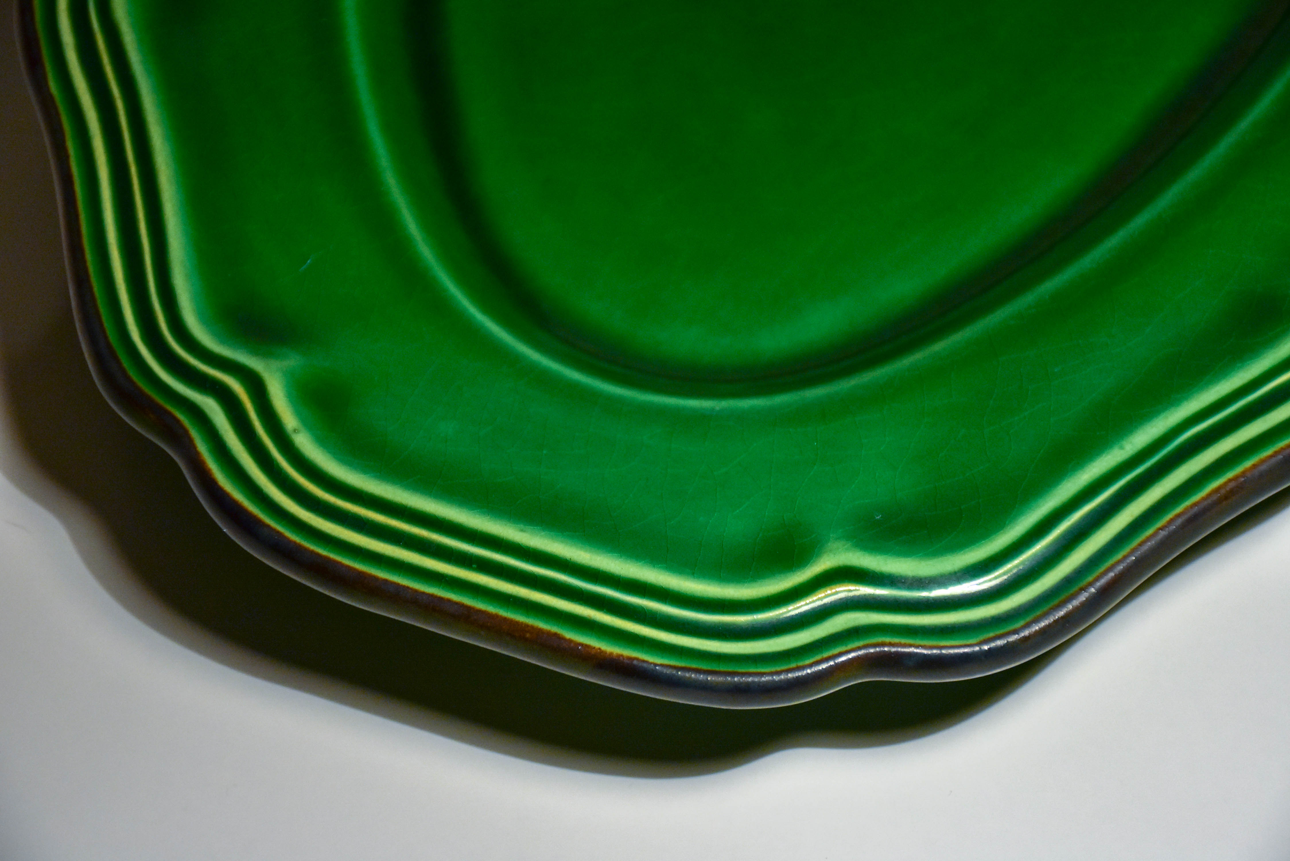 Vintage French green glazed platter from Dieulefit