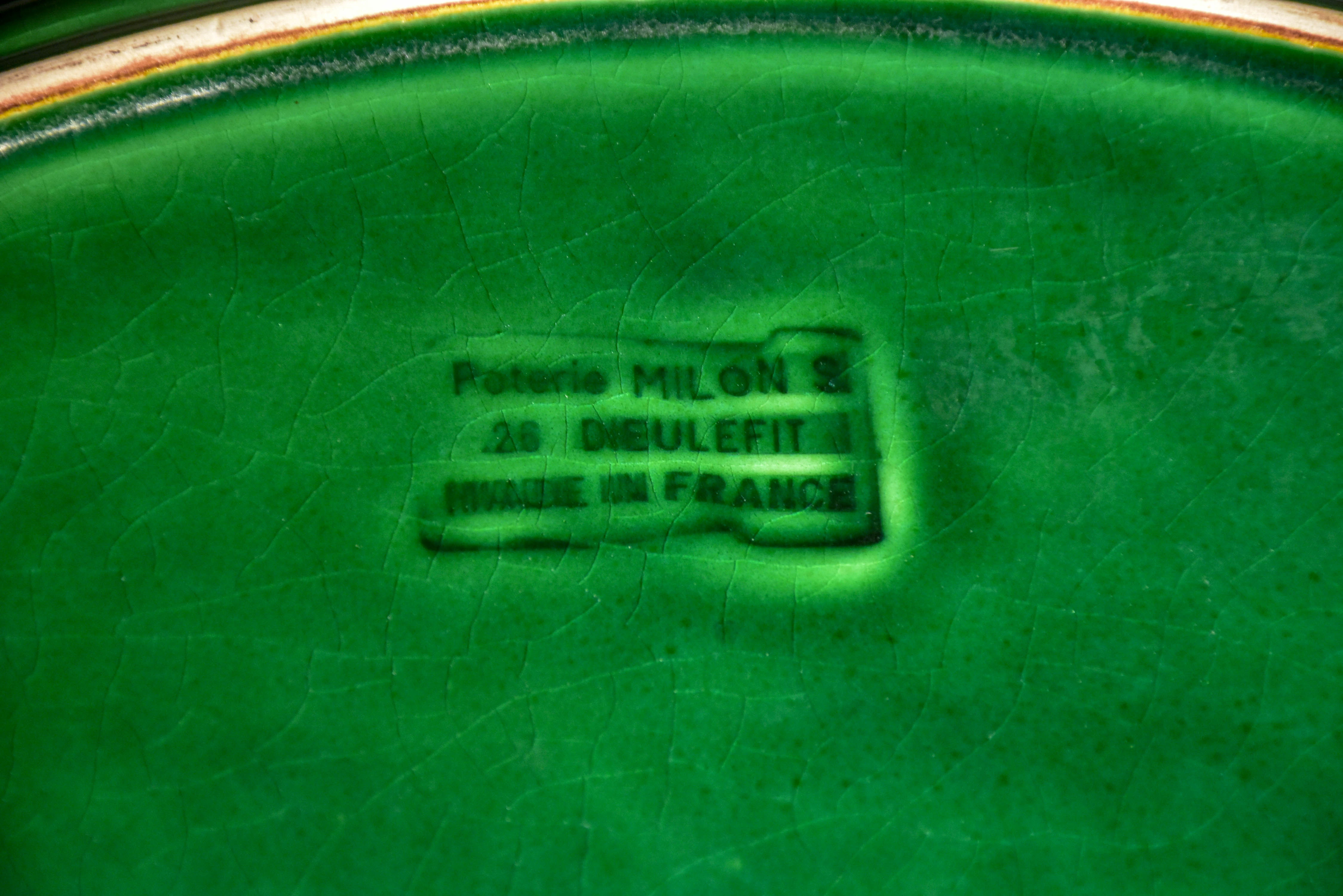 Vintage French green glazed platter from Dieulefit