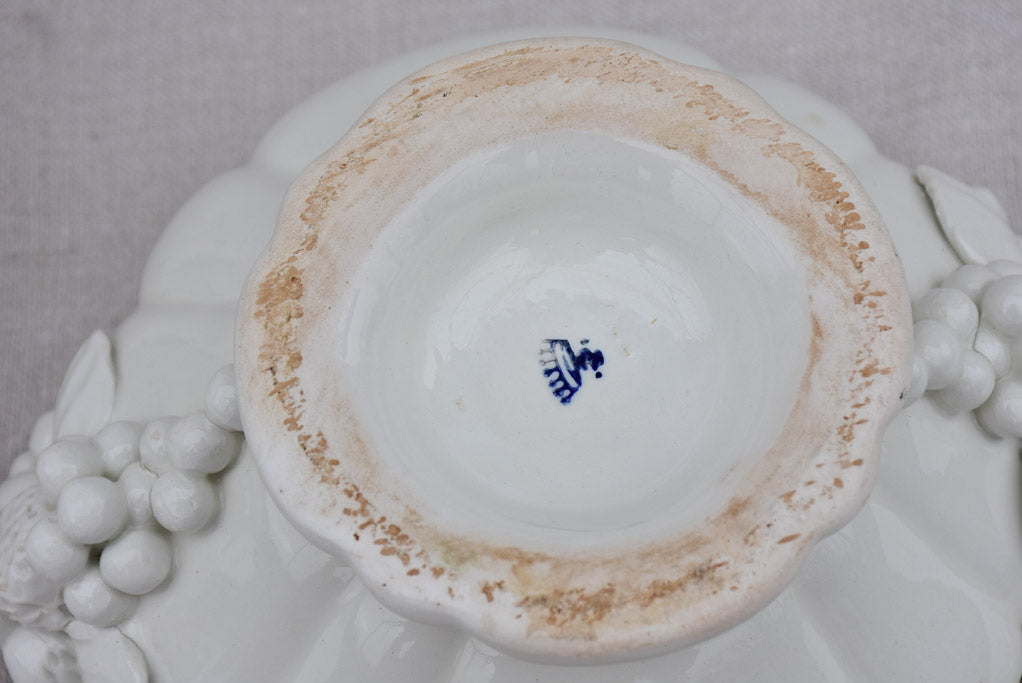 Pair of early 20th Century Italian soup tureens - white with sculpted garlands